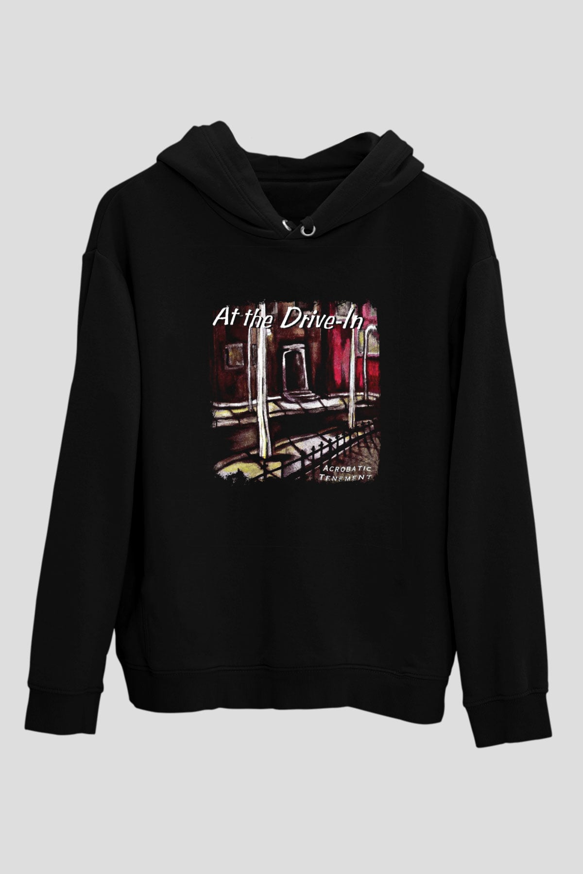At the Drive-In Baskılı Unisex Siyah Hoodie