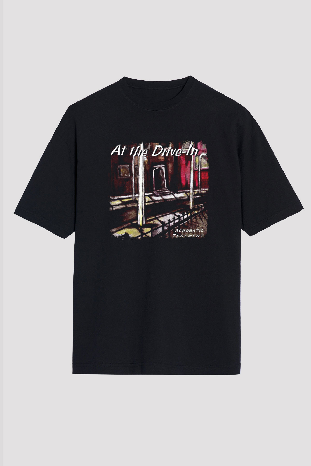 At the Drive-In Baskılı Unisex Siyah Oversize Tişört