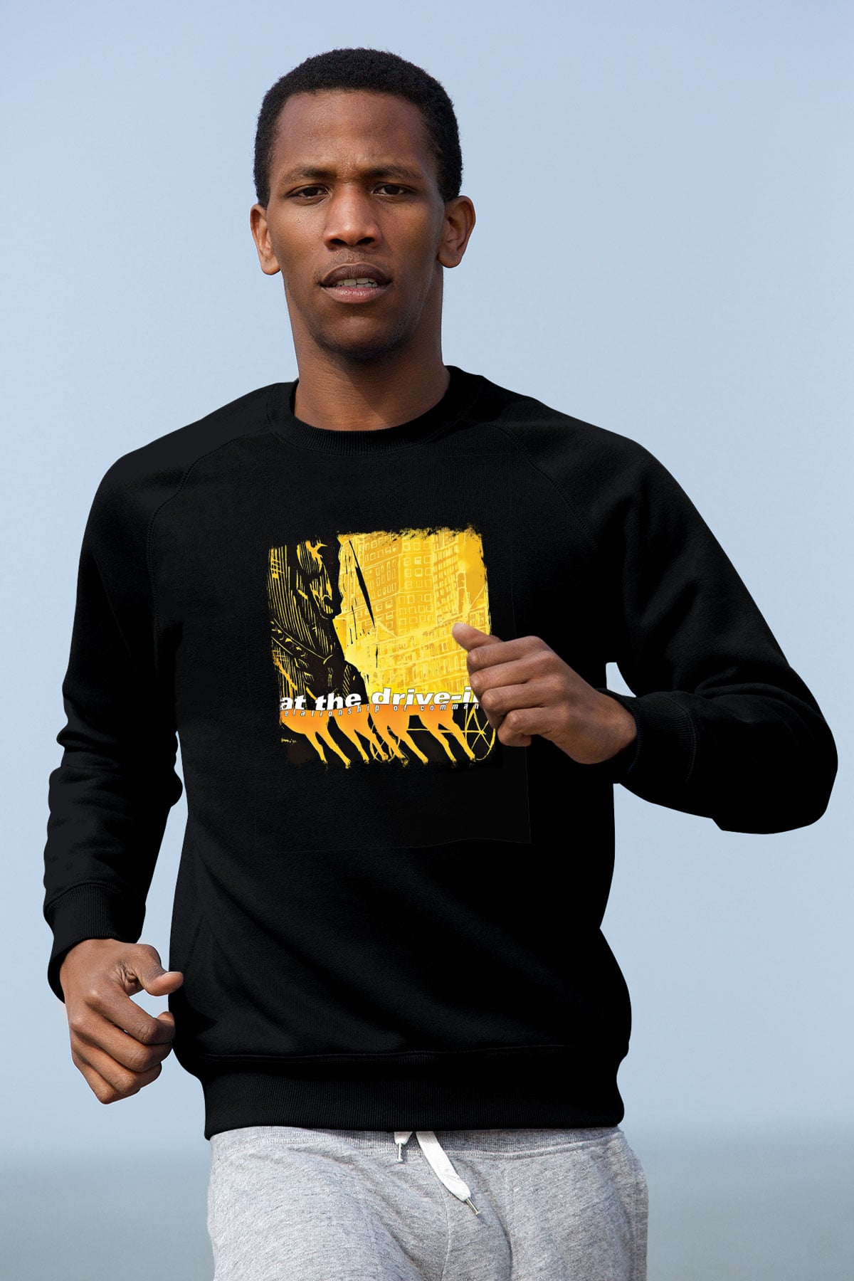 At the Drive-In Baskılı Unisex Siyah Sweatshirt