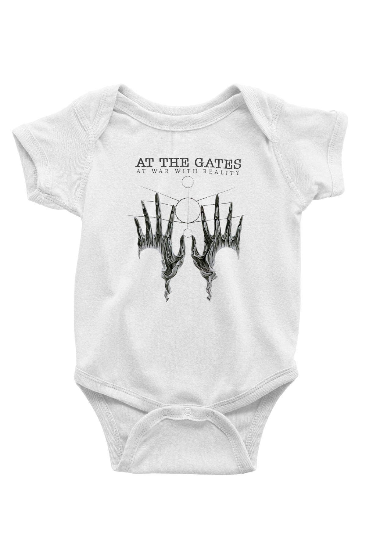 At The Gates Baskılı Beyaz Unisex Bebek Body - Zıbın