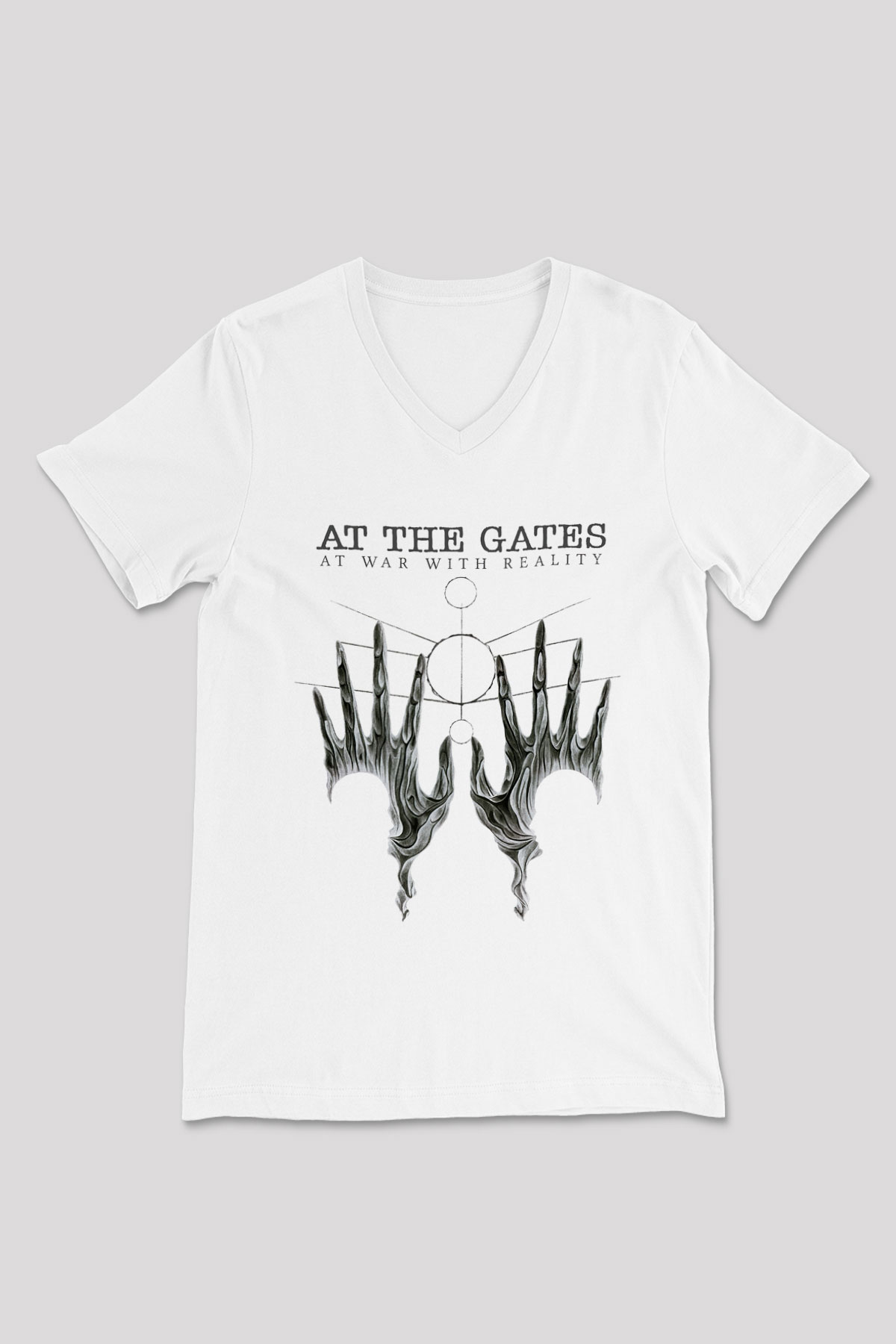 At The Gates Beyaz Unisex V Yaka Tişört T-Shirt