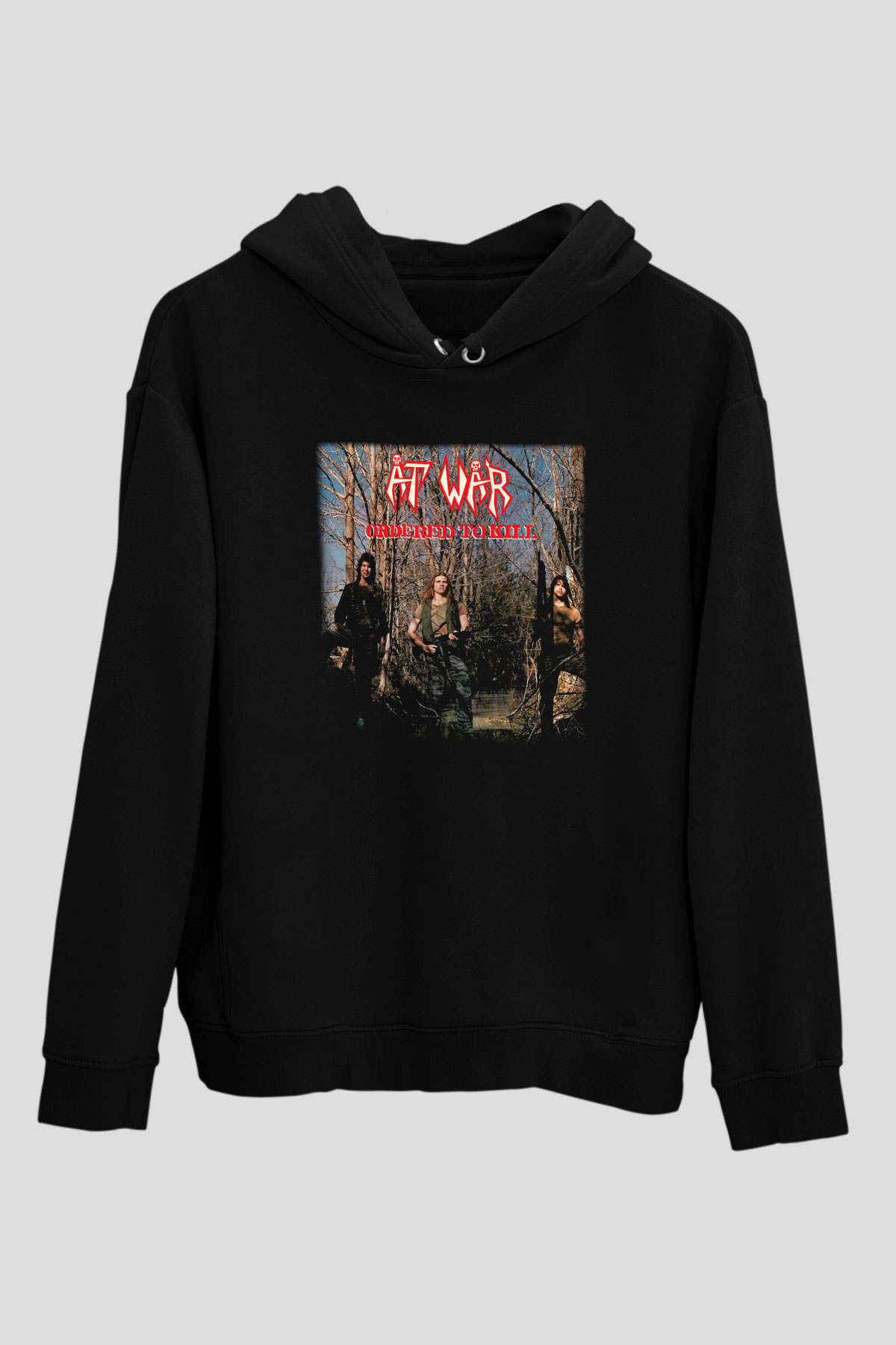 At War Siyah Unisex Hoodie