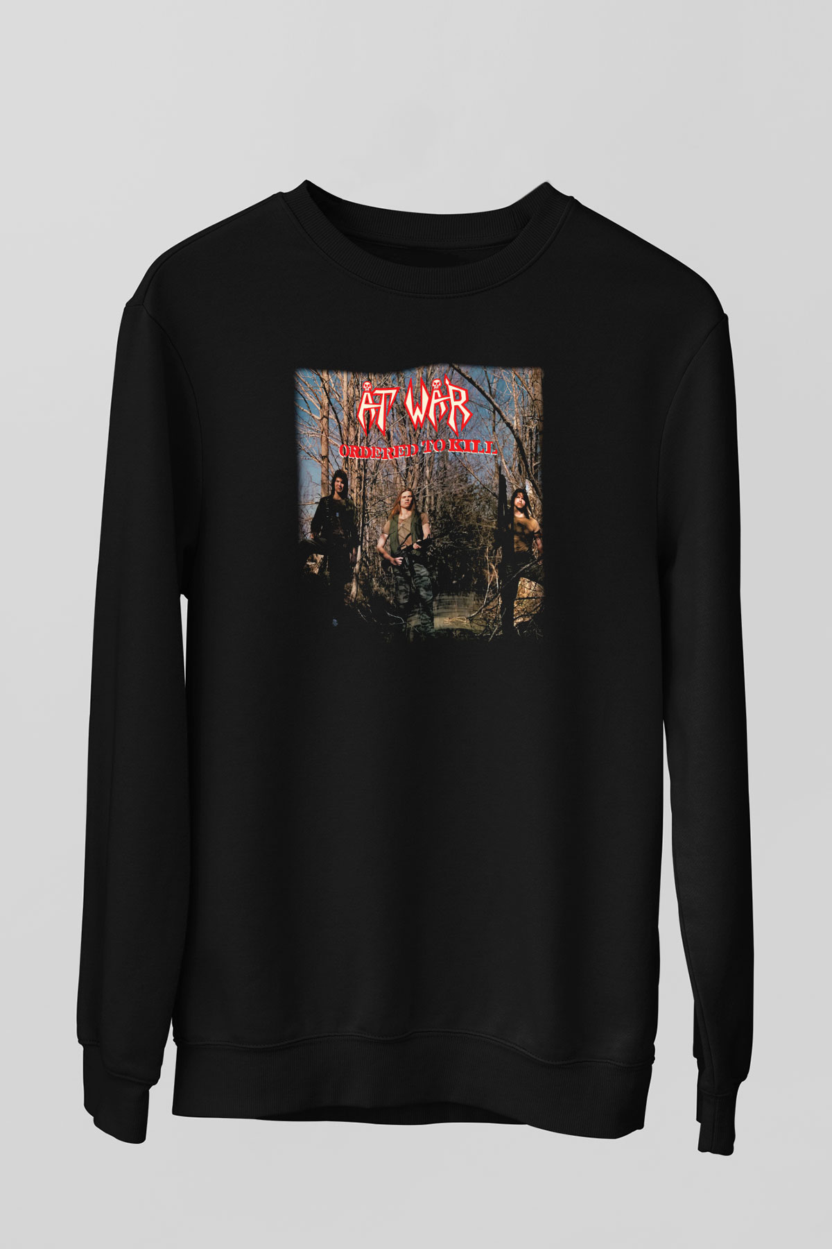 At War Siyah Unisex Sweatshirt