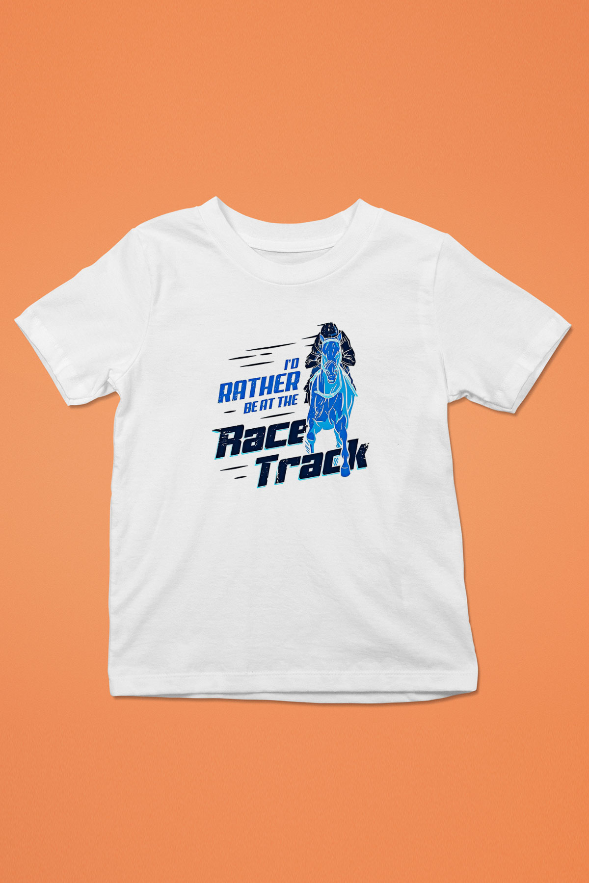 At Yarışı Baskılı Unisex Beyaz Çocuk Tişört - Tshirt