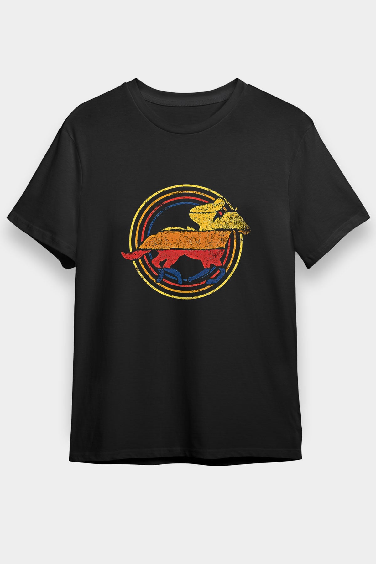 At Yarışı - Horse Race Baskılı Unisex Siyah Tişört - Tshirt