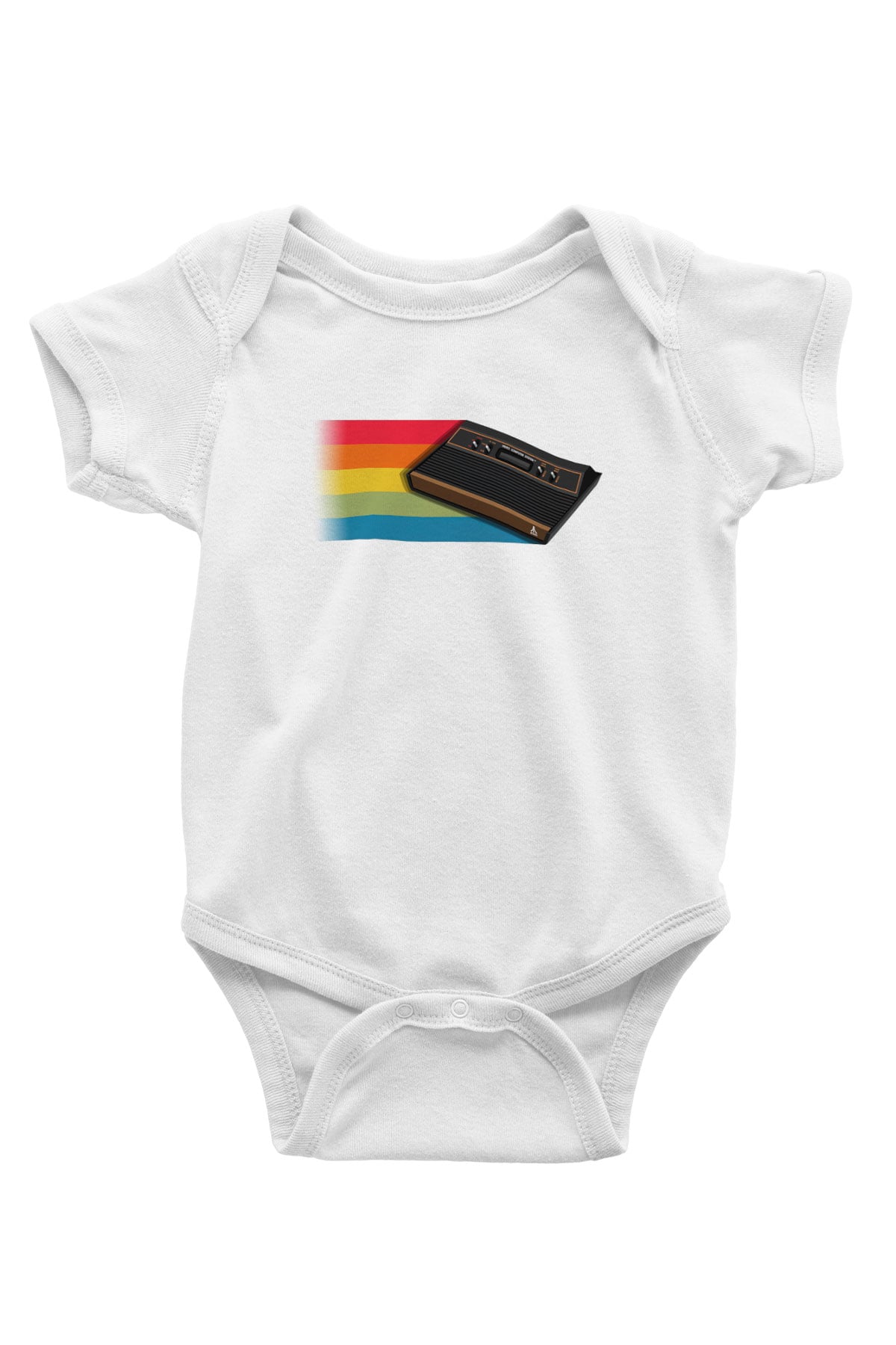 Atari Baskılı Beyaz Unisex Bebek Body - Zıbın