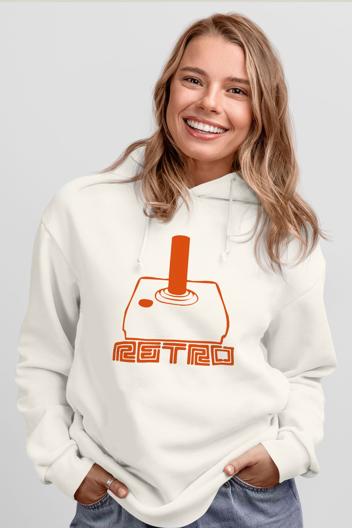 Atari Beyaz Unisex Kapşonlu Sweatshirt