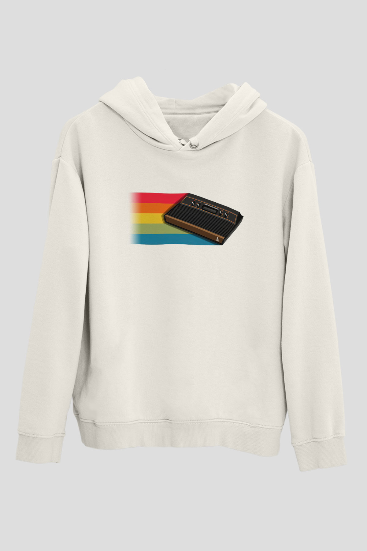 Atari Beyaz Unisex Kapşonlu Sweatshirt