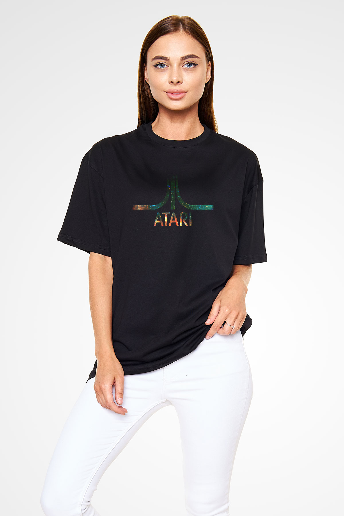 Atari Siyah Unisex Oversize Tişört