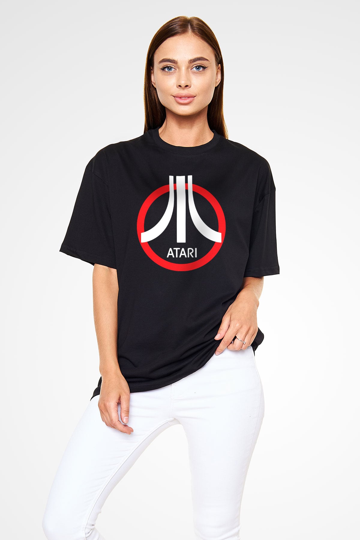 Atari Siyah Unisex Oversize Tişört T-Shirt
