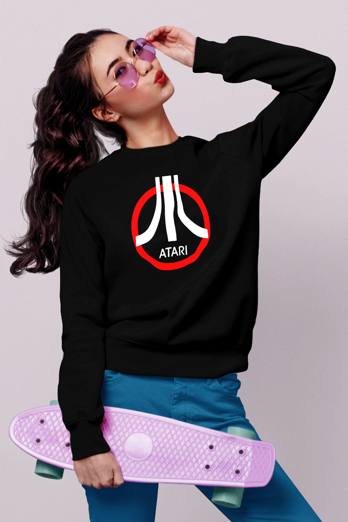 Atari Siyah Unisex Sweatshirt