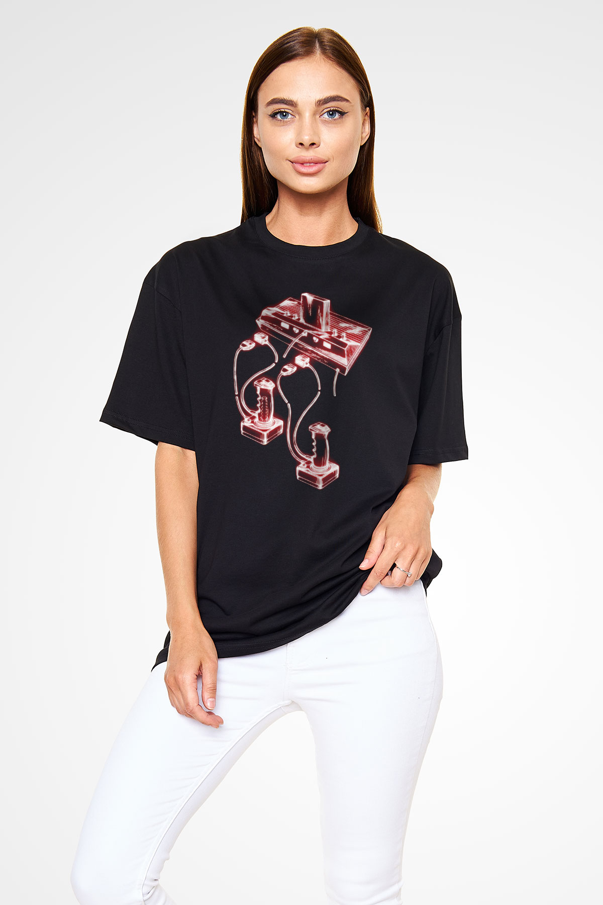 Atari Siyah Oversize Tişört