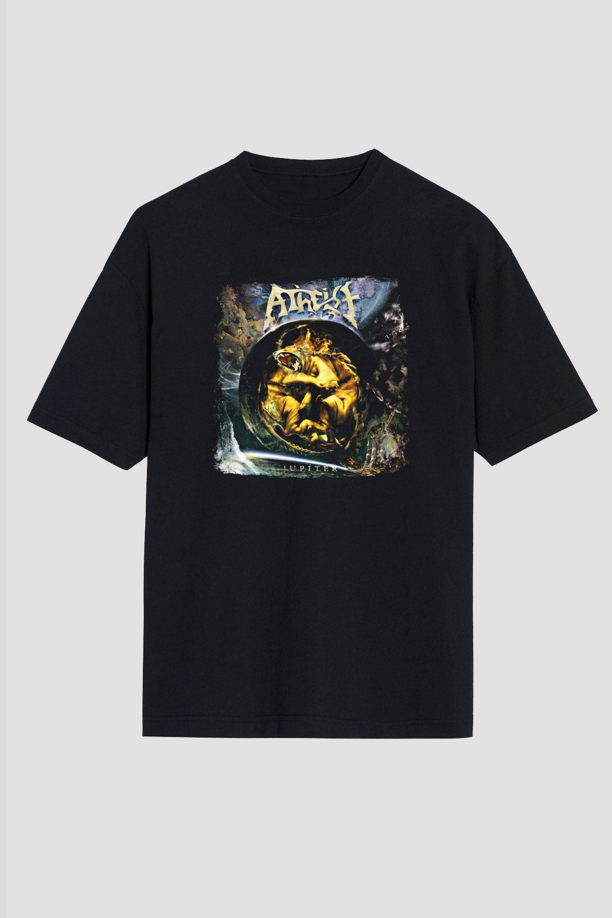 Atheist Baskılı Unisex Siyah Oversize Tişört