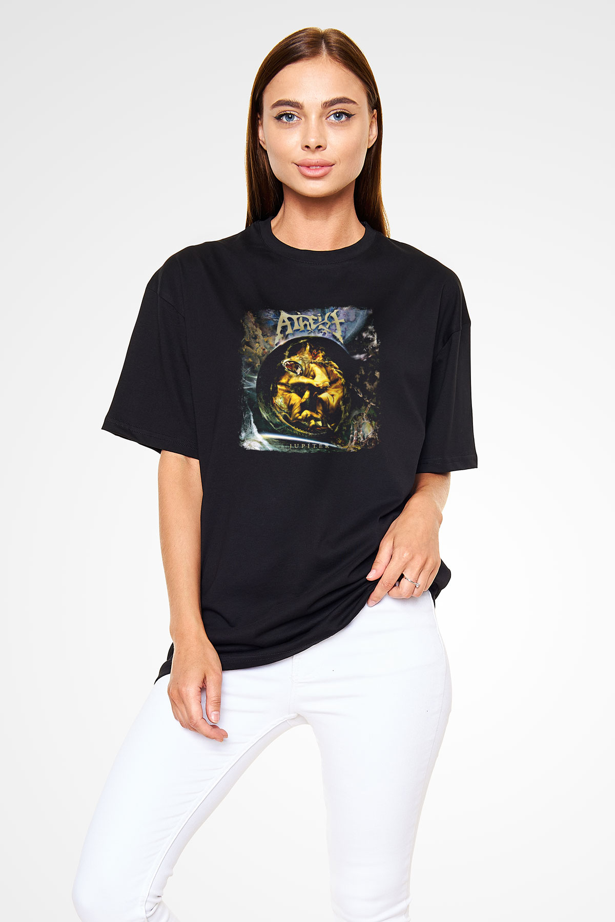 Atheist Baskılı Unisex Siyah Oversize Tişört