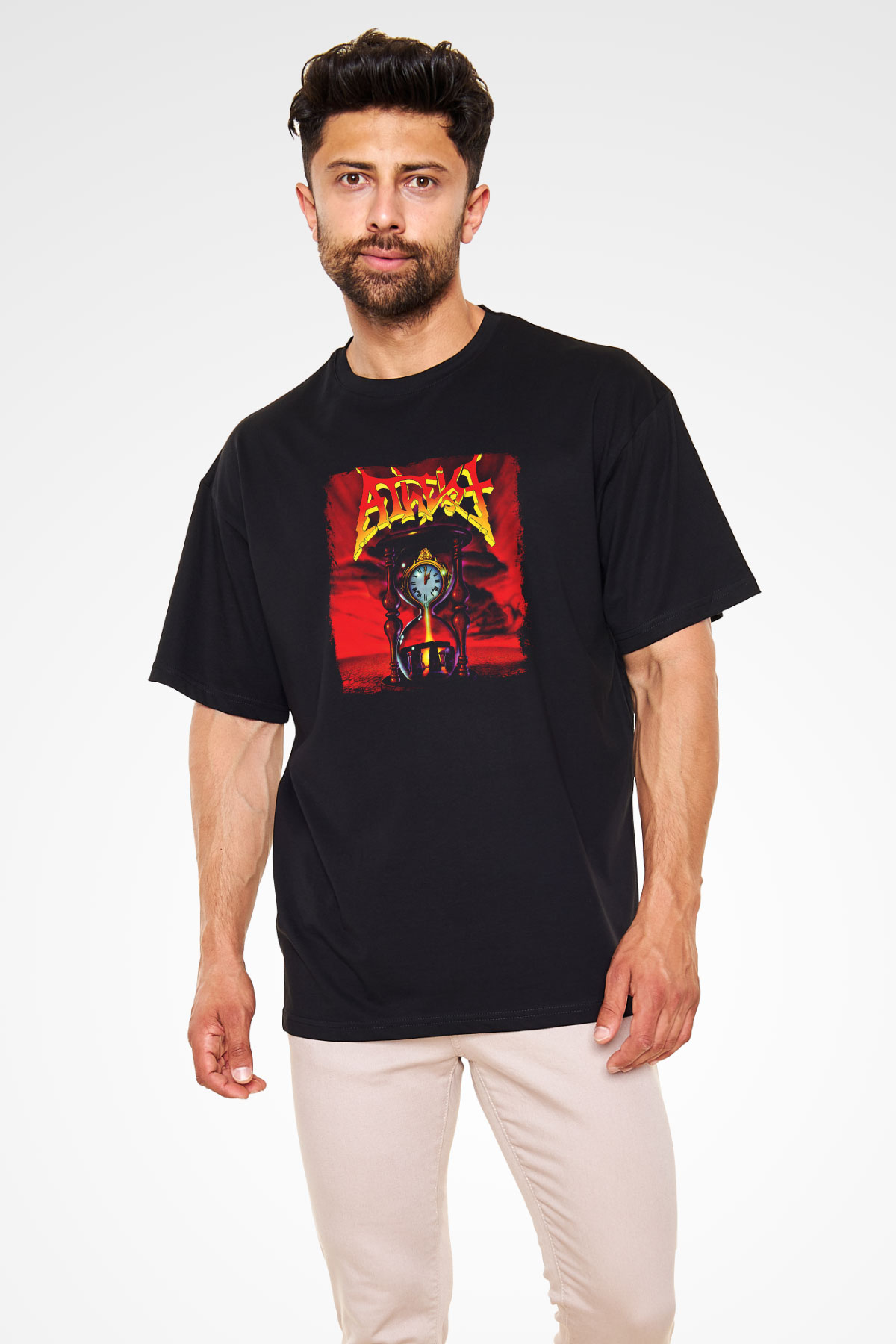 Atheist Baskılı Unisex Siyah Oversize Tişört