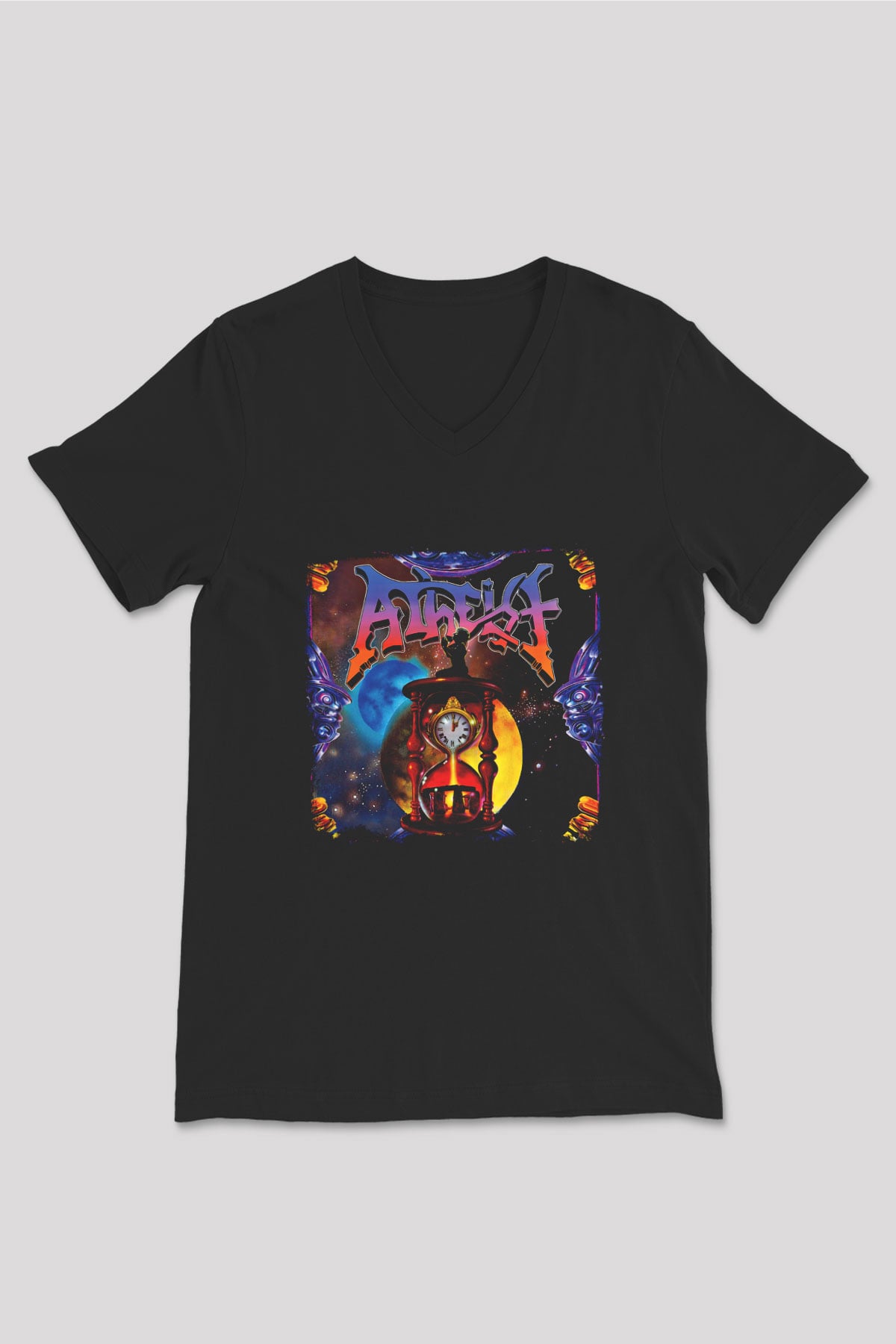 Atheist Baskılı Unisex Siyah V Yaka Tişört