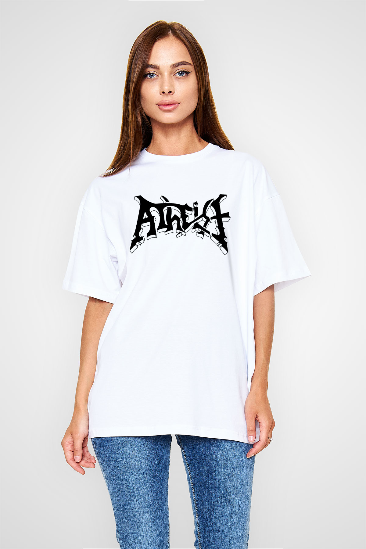 Atheist Beyaz Unisex Oversize Tişört T-Shirt