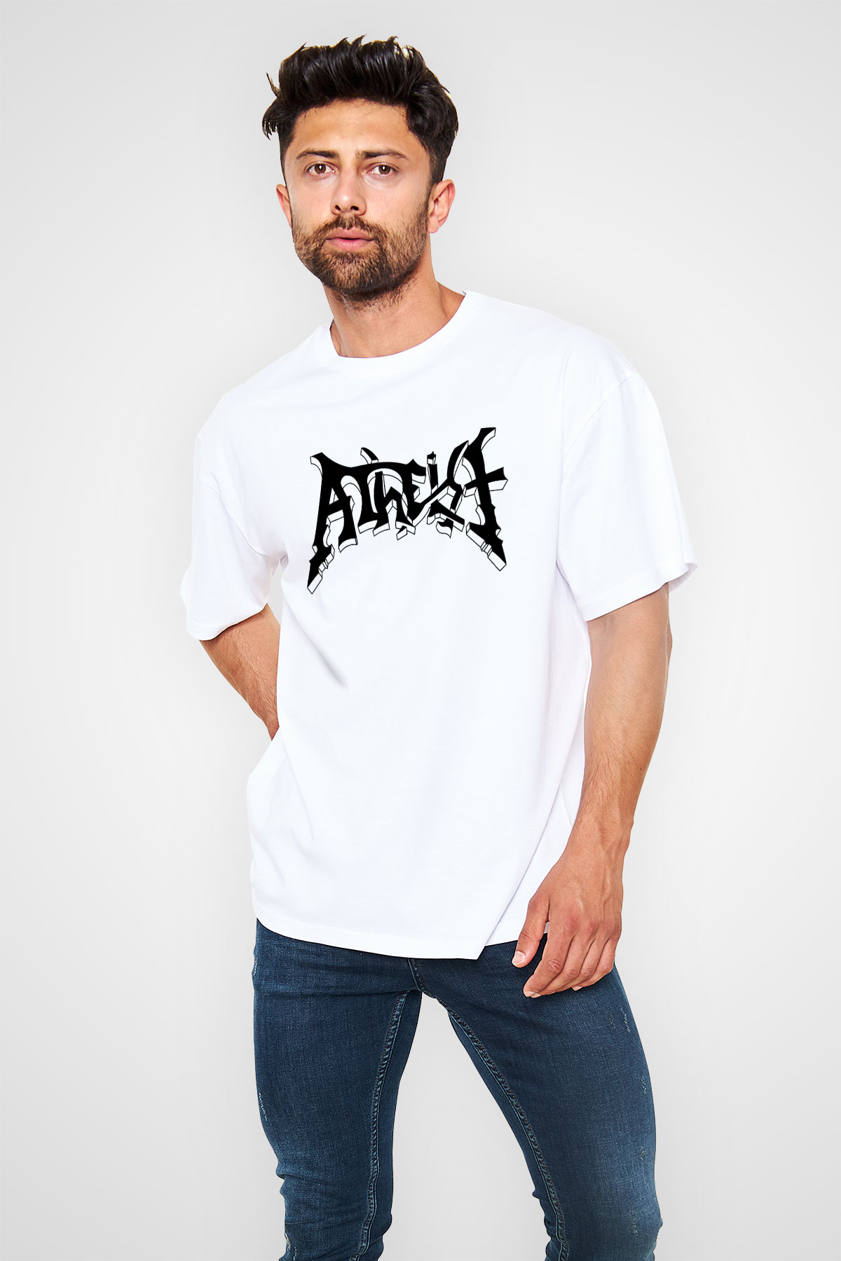 Atheist Beyaz Unisex Oversize Tişört T-Shirt