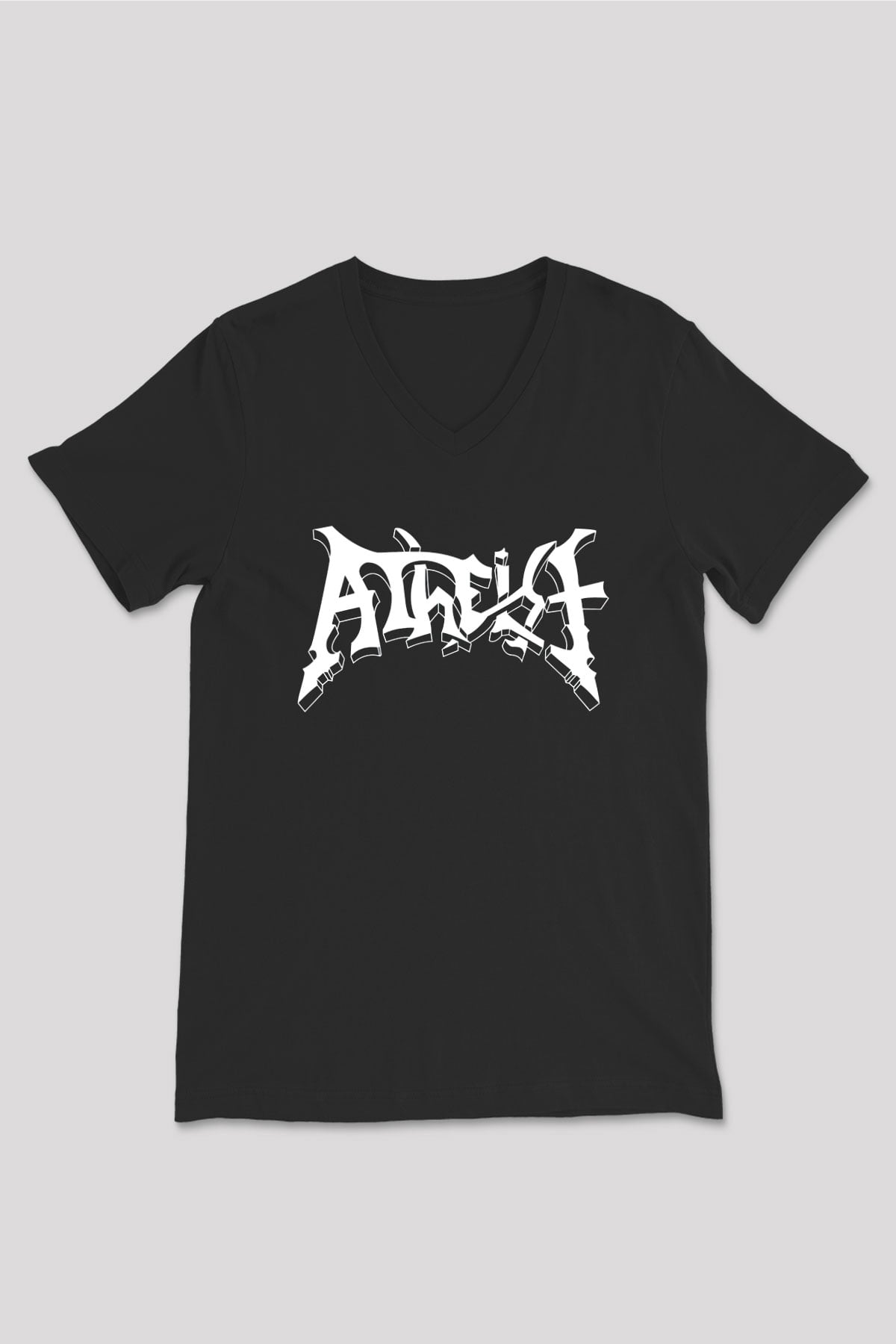Atheist Siyah Unisex V Yaka Tişört T-Shirt