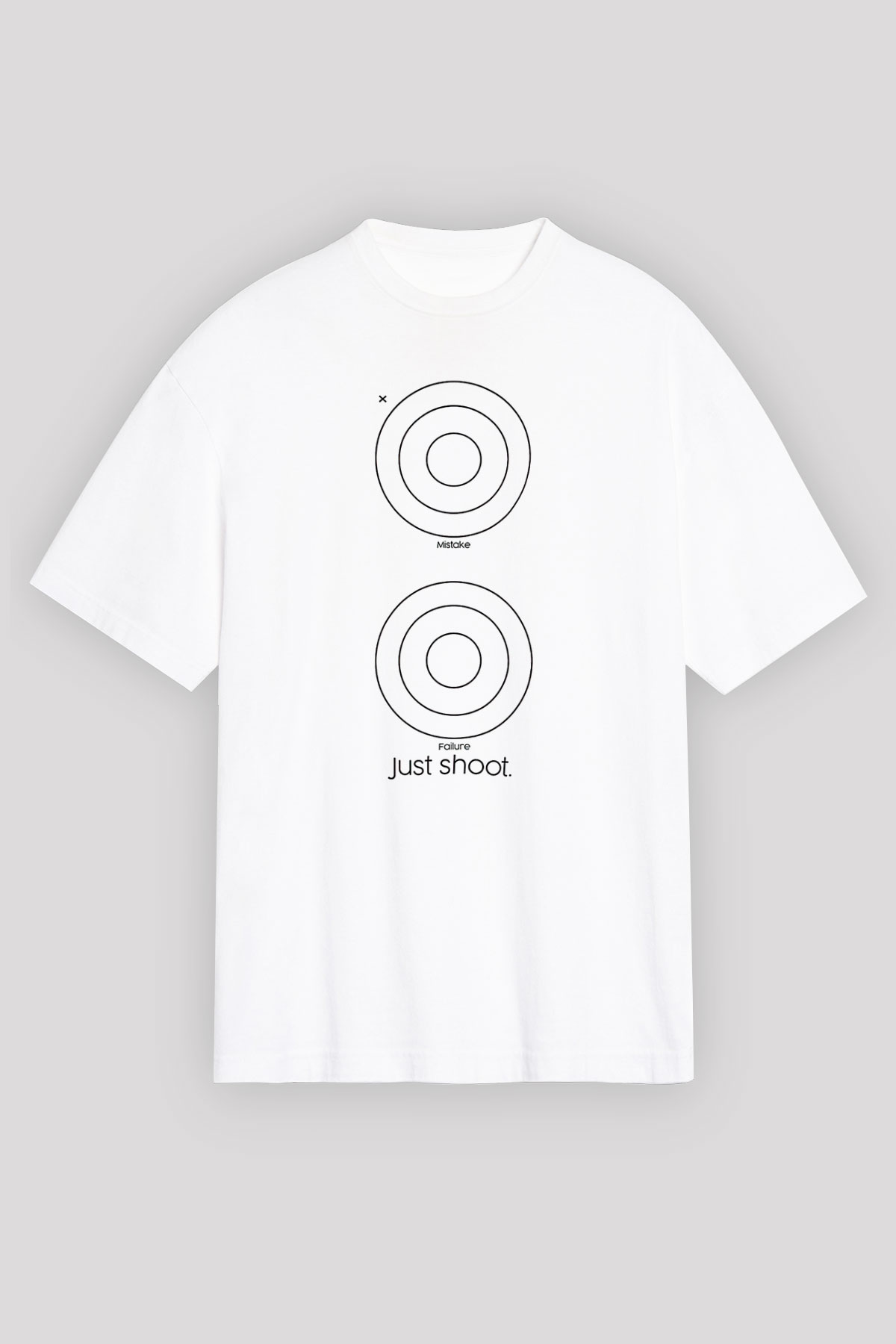 Atıcılık Baskılı Unisex Beyaz Oversize Tişört - Tshirt