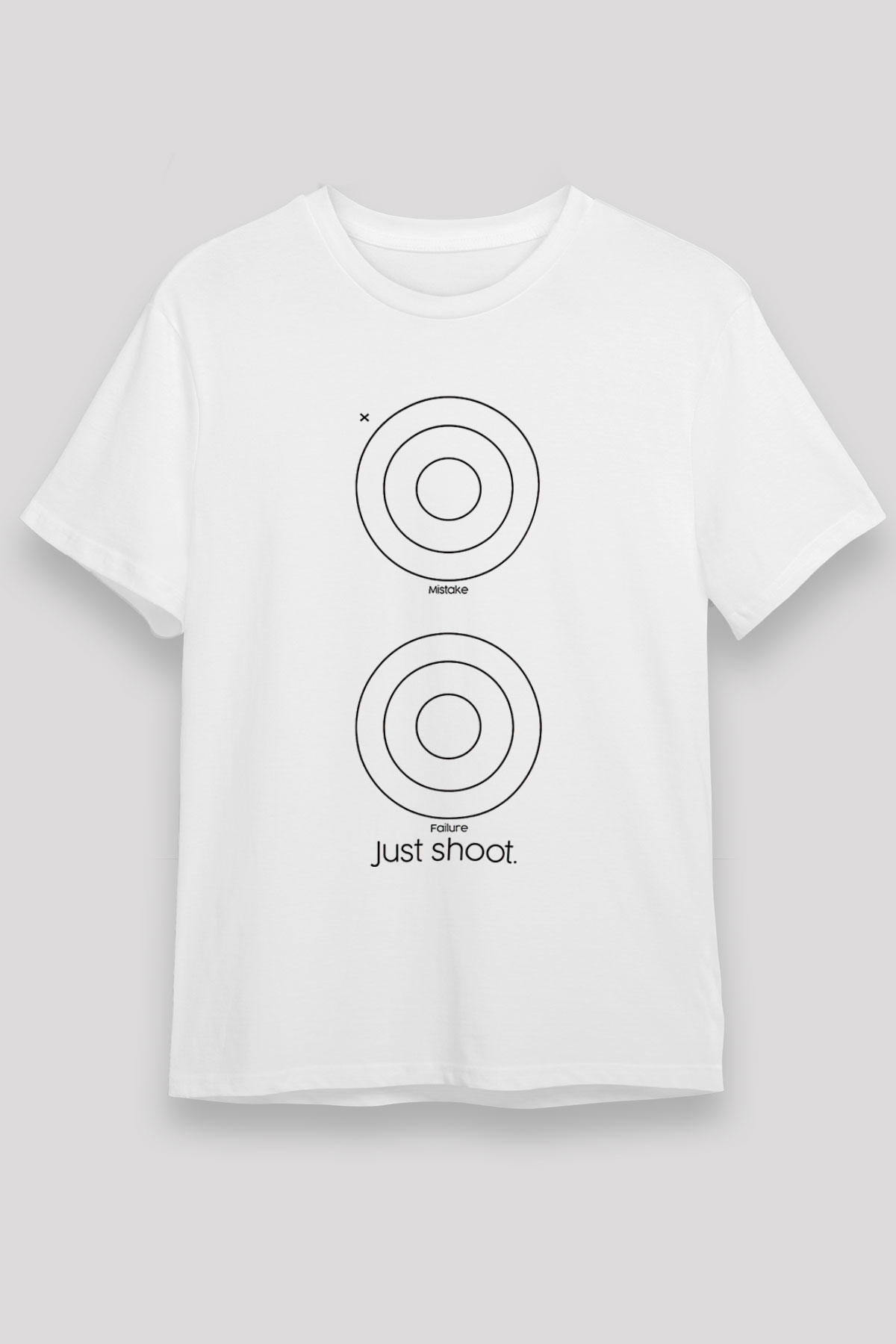 Atıcılık Baskılı Unisex Beyaz Tişört - Tshirt
