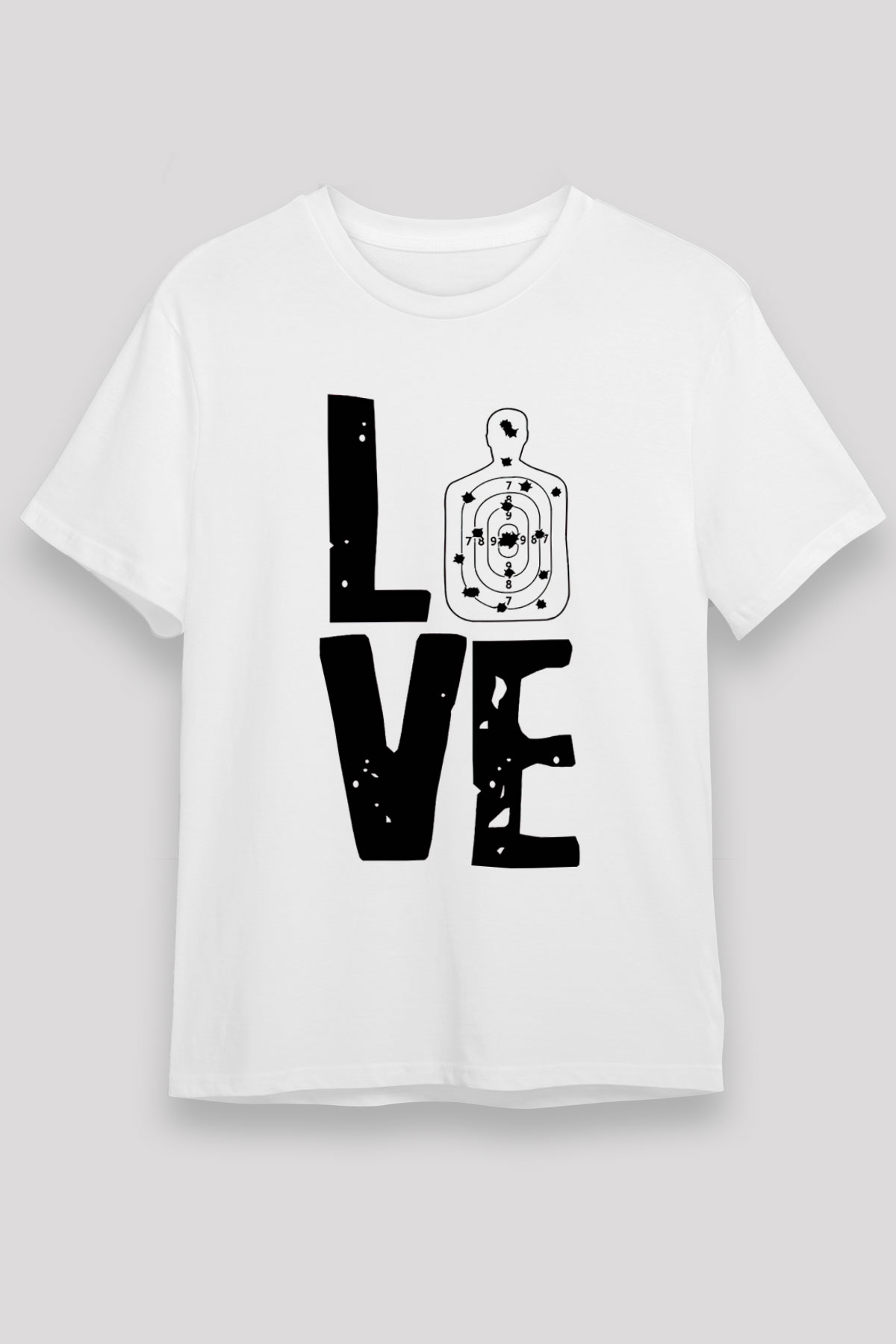 Atıcılık Baskılı Unisex Beyaz Tişört - Tshirt