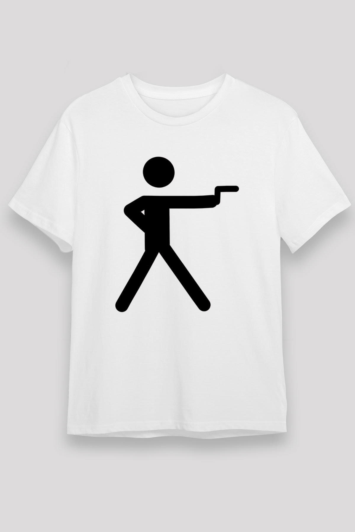 Atıcılık Baskılı Unisex Beyaz Tişört - Tshirt