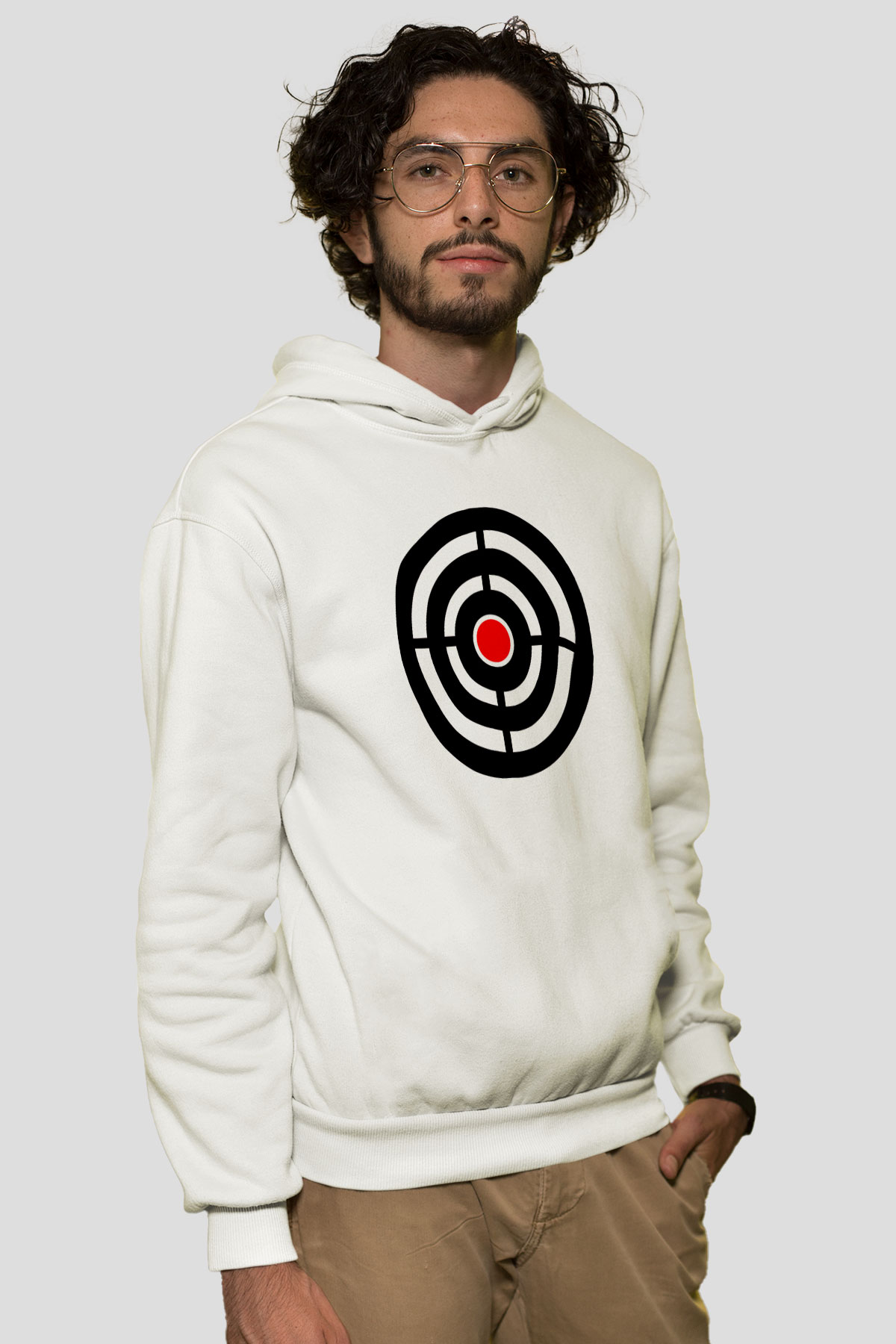 Atıcılık Baskılı Unisex Ekru Hoodie