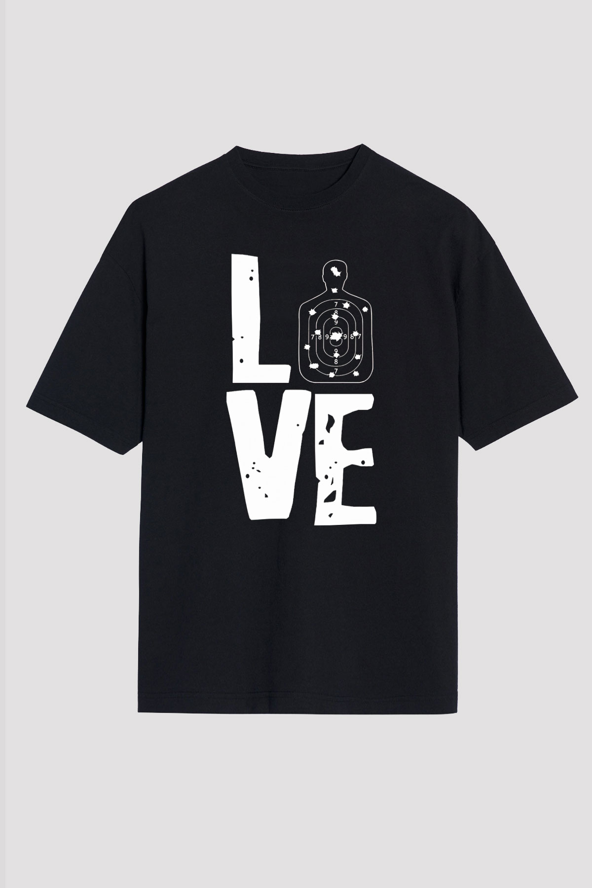 Atıcılık - Shooting Baskılı Unisex Siyah Oversize Tişört