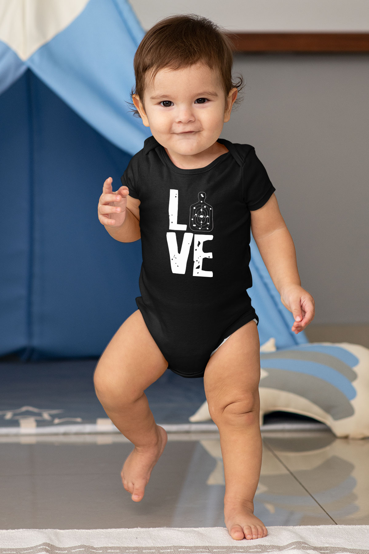 Atıcılık - Shooting Baskılı Unisex Siyah Bebek Body - Zıbın
