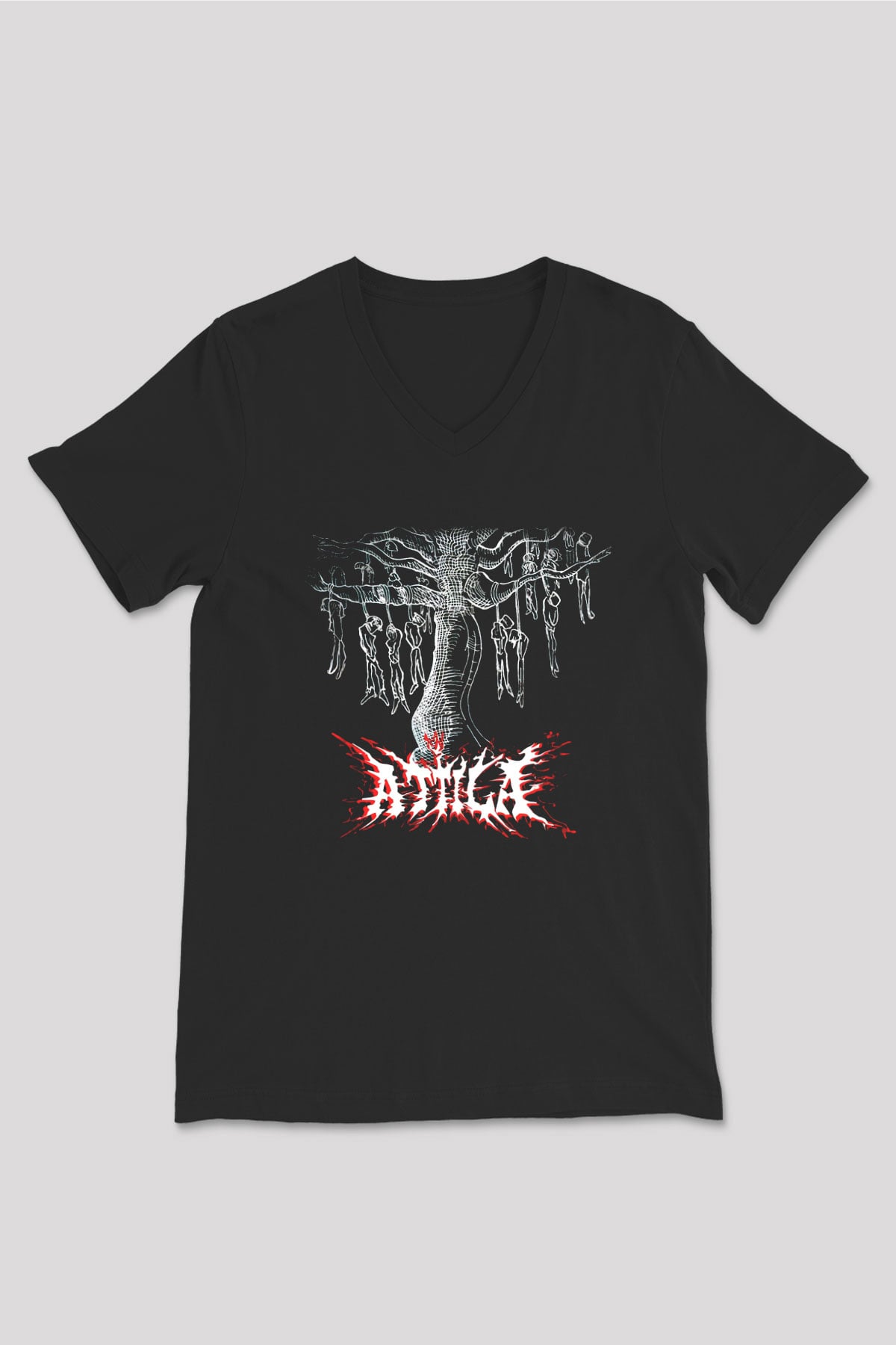 Atilla Siyah Unisex V Yaka Tişört