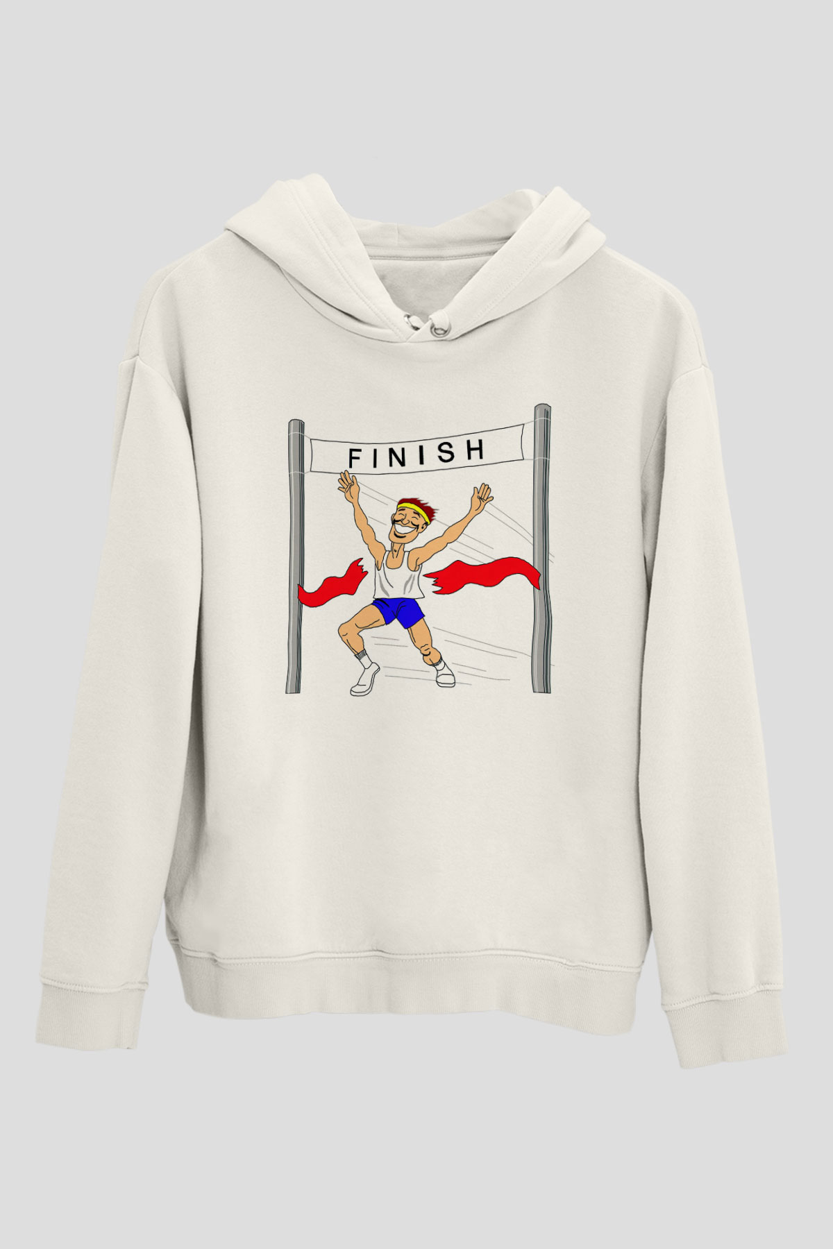 Atlet Beyaz Unisex Kapüşonlu Sweatshirt