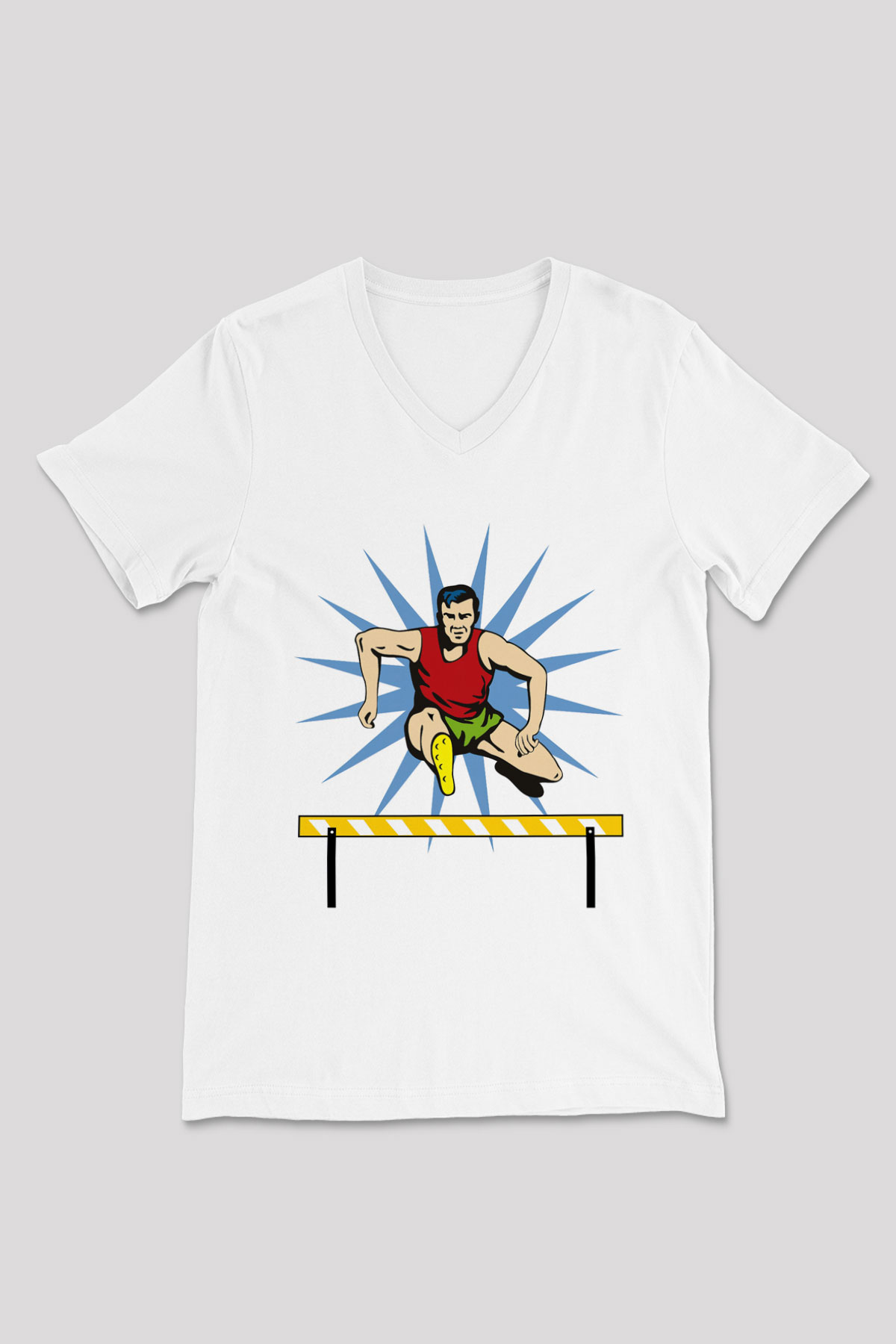 Atlet Beyaz Unisex V Yaka Tişört
