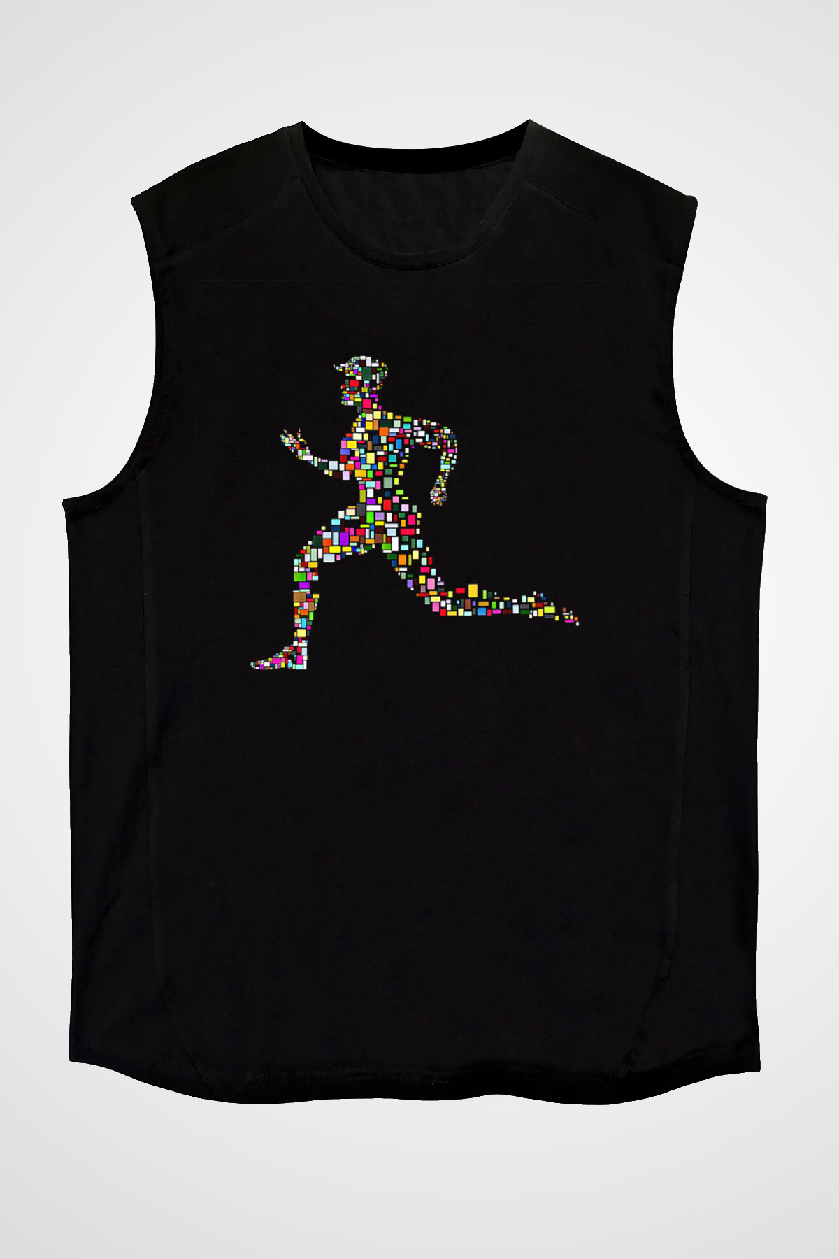 Atletizm - Athletics Baskılı Unisex Siyah Kolsuz Tişört