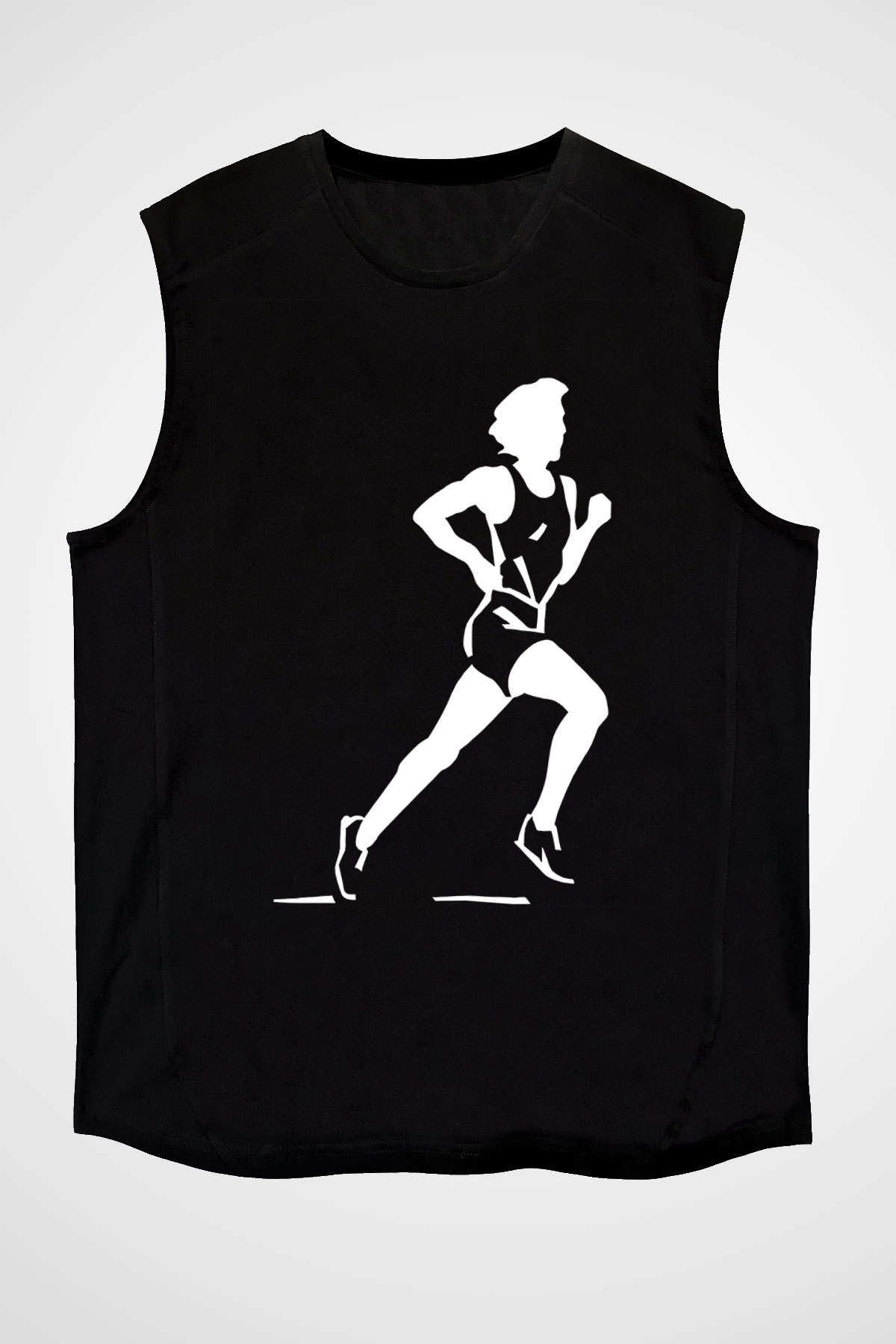 Atletizm - Athletics Baskılı Unisex Siyah Kolsuz Tişört