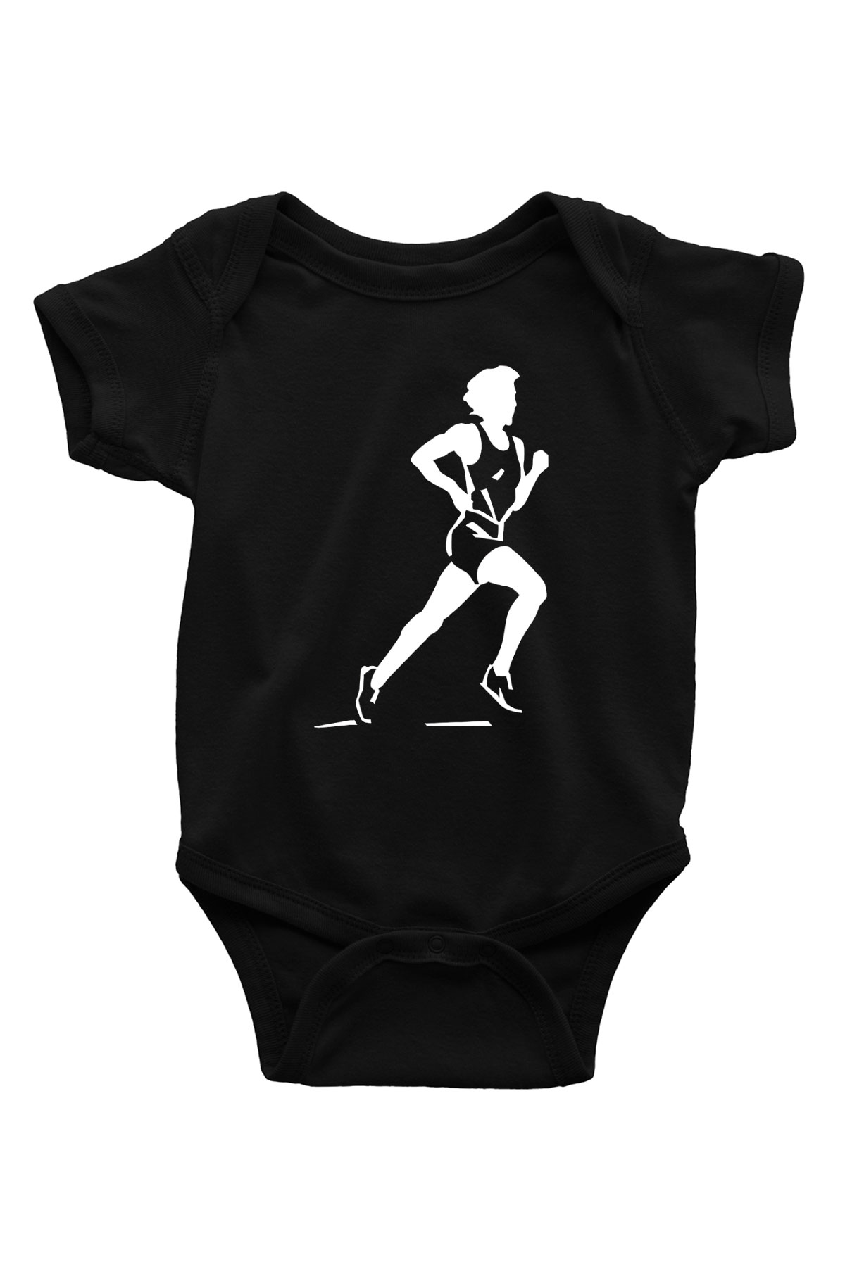 Atletizm - Athletics Baskılı Unisex Siyah Bebek Body - Zıbın