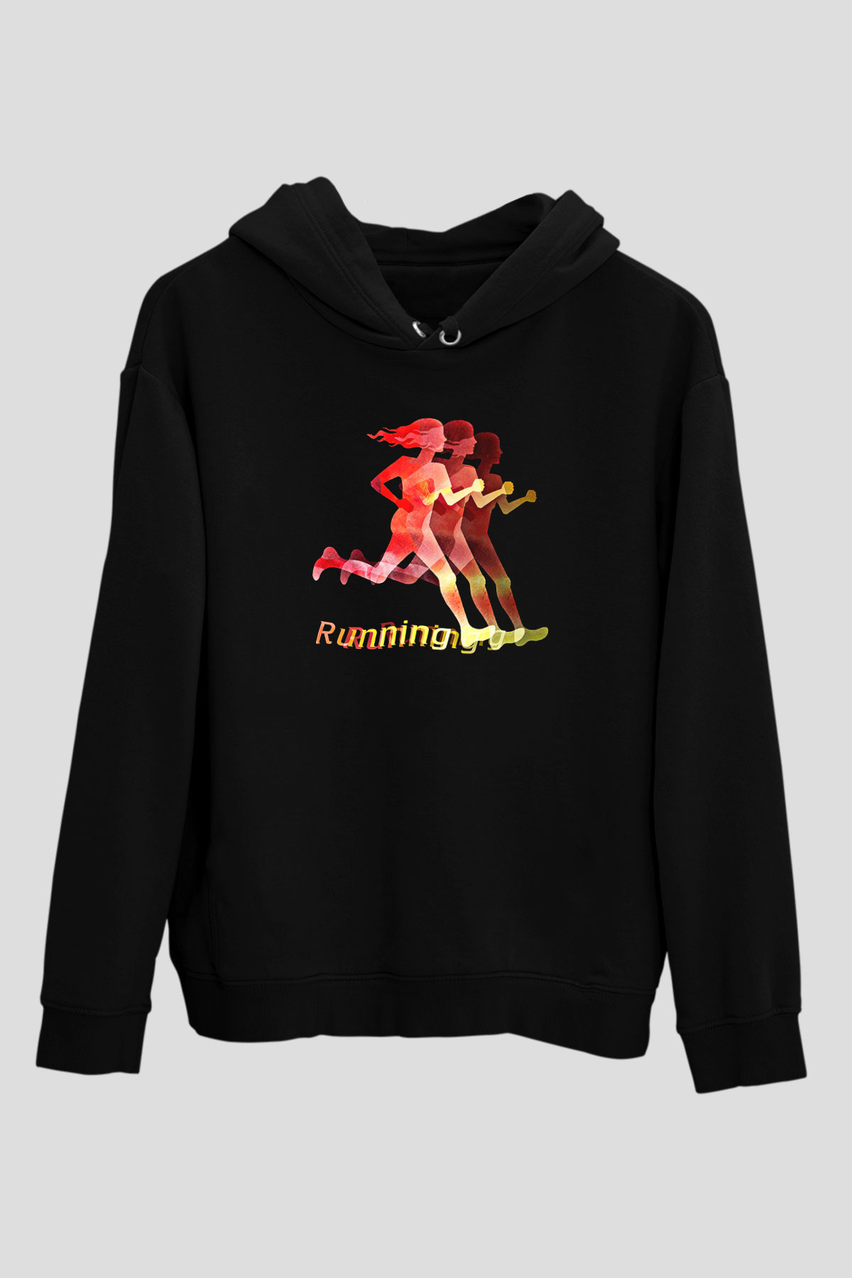 Atletizm - Athletics Baskılı Unisex Siyah Hoodie