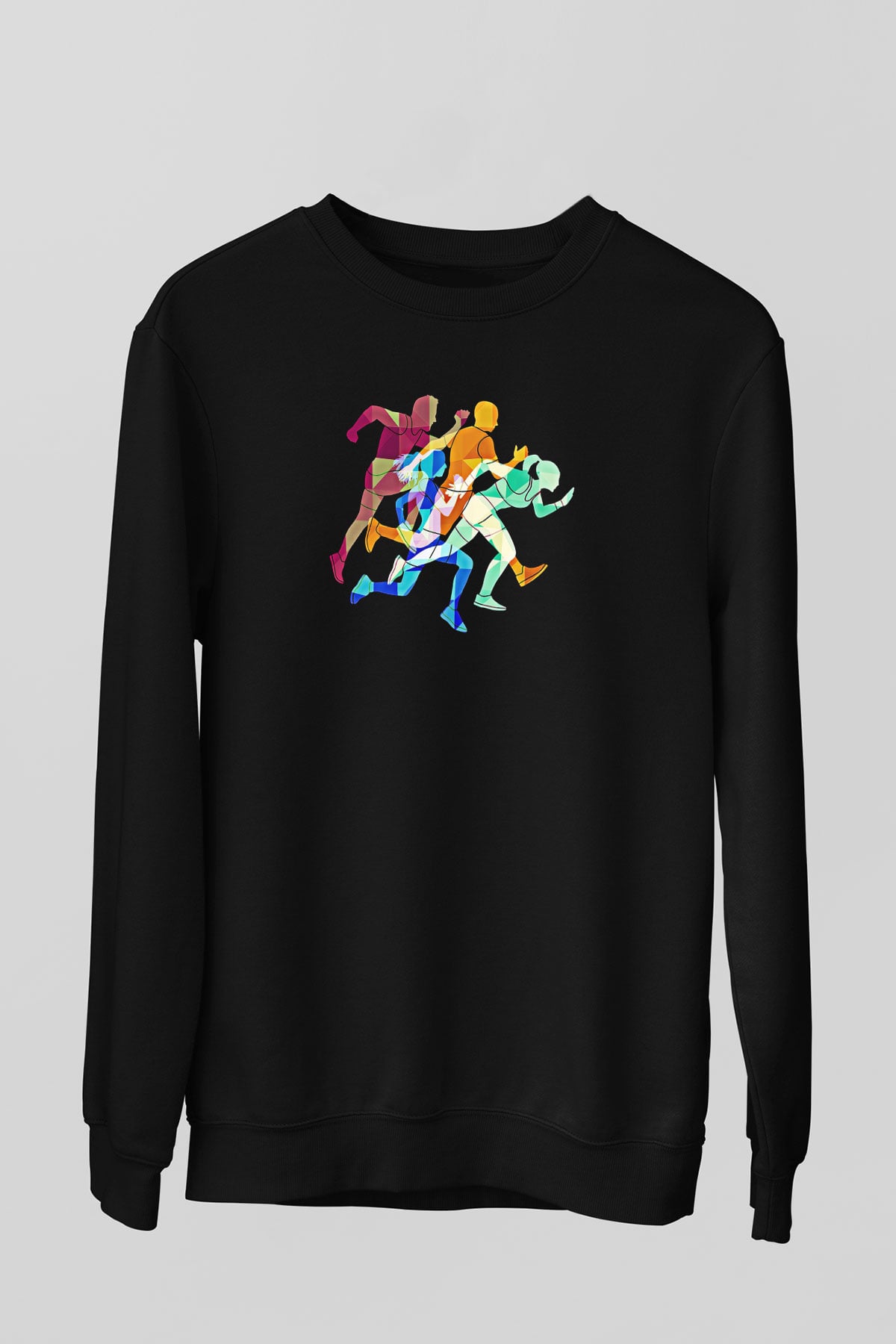 Atletizm - Athletics Baskılı Unisex Siyah Sweatshirt