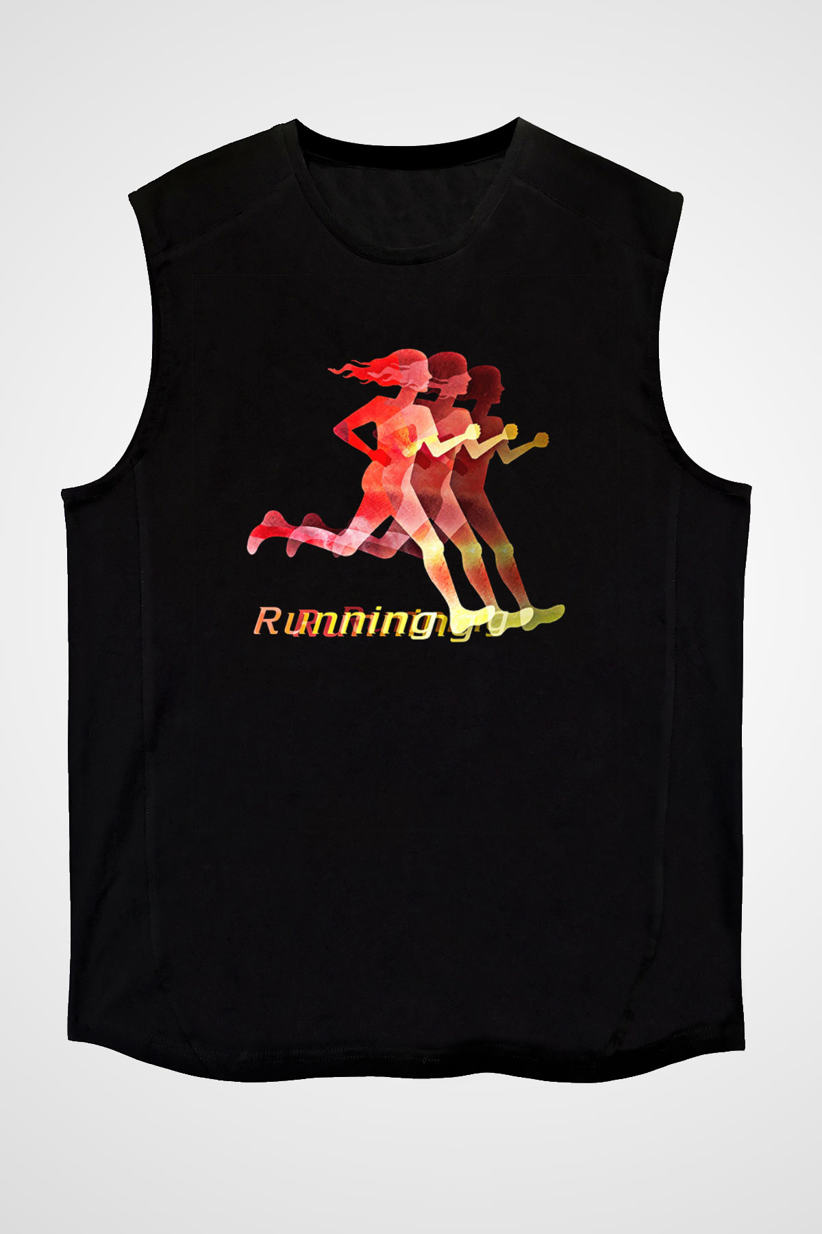 Atletizm - Athletics Baskılı Unisex Siyah Kolsuz Tişört