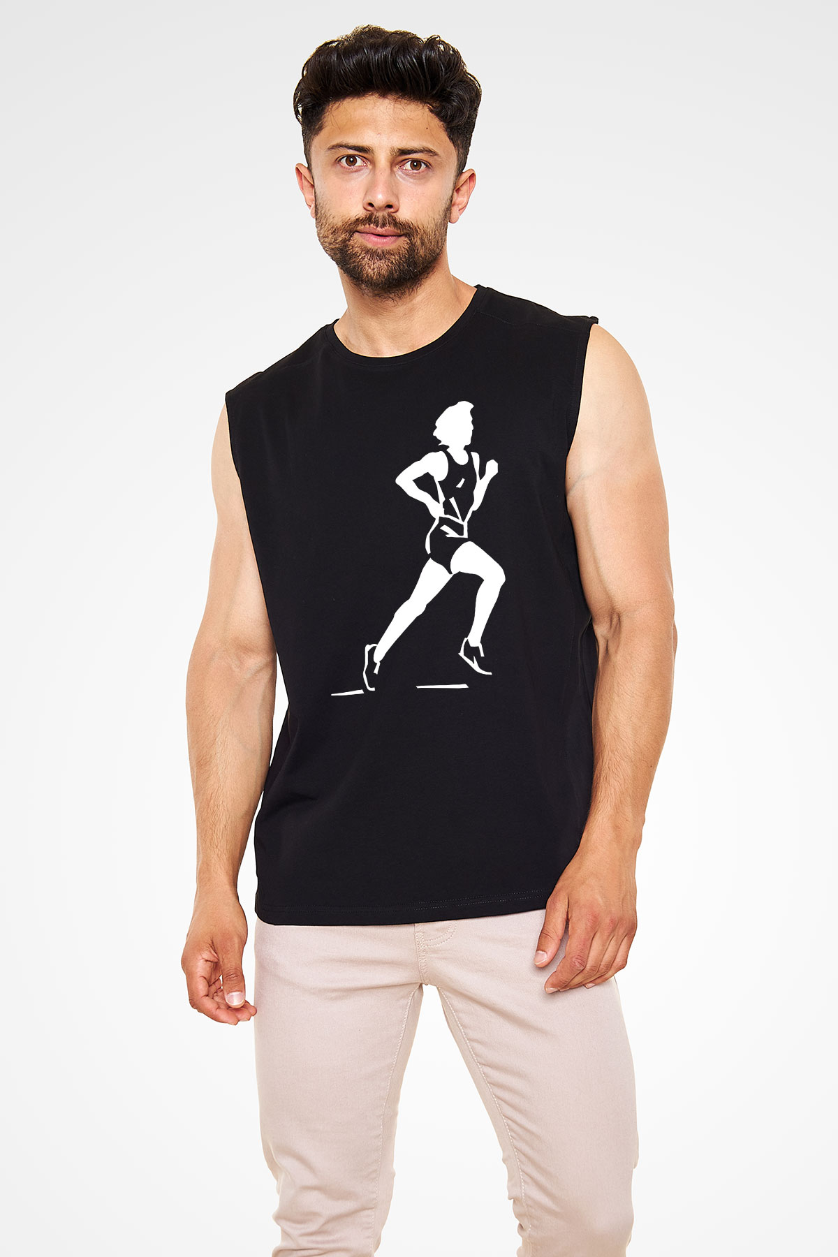 Atletizm - Athletics Baskılı Unisex Siyah Kolsuz Tişört