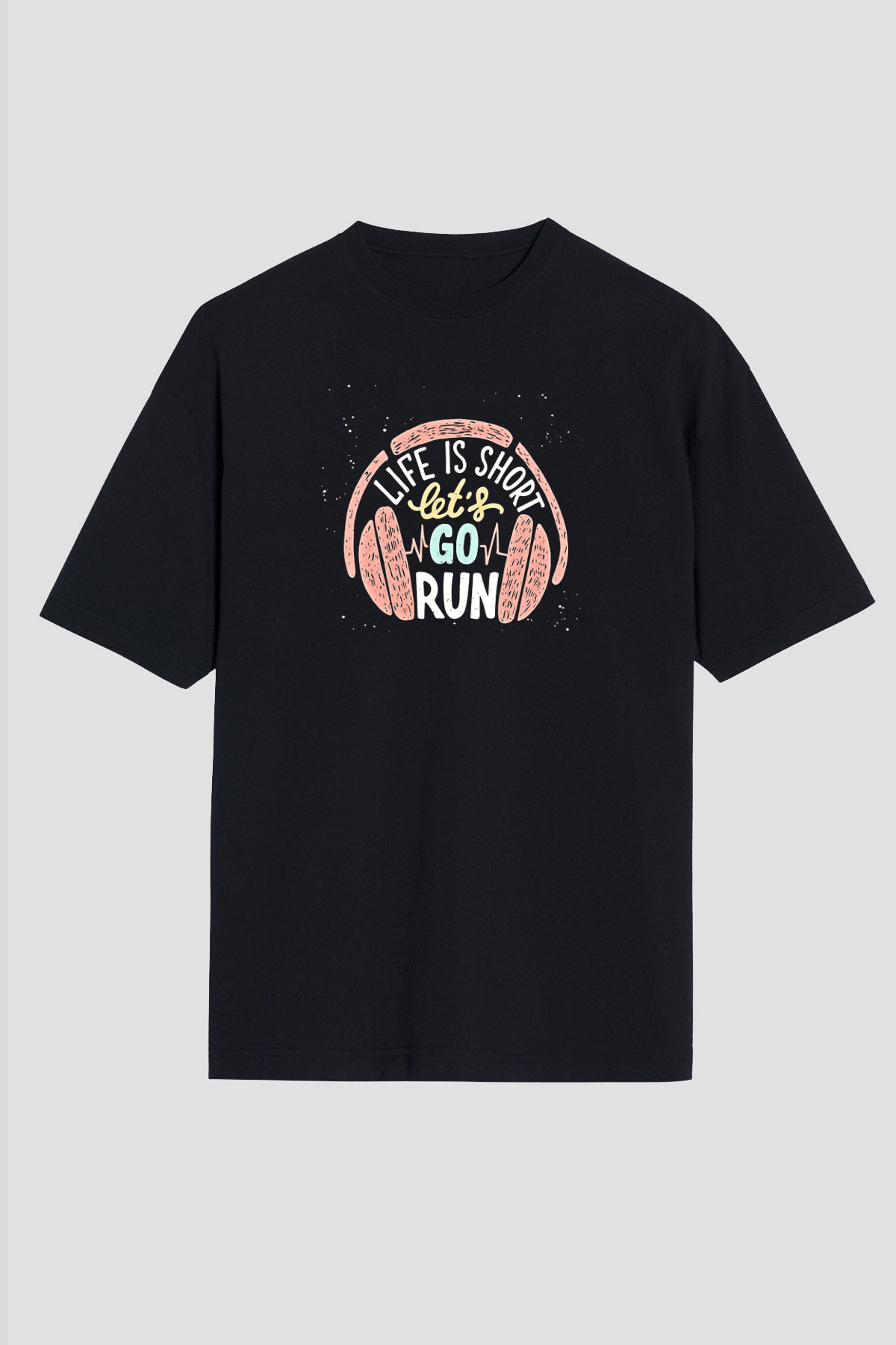 Atletizm - Athletics Baskılı Unisex Siyah Oversize Tişört