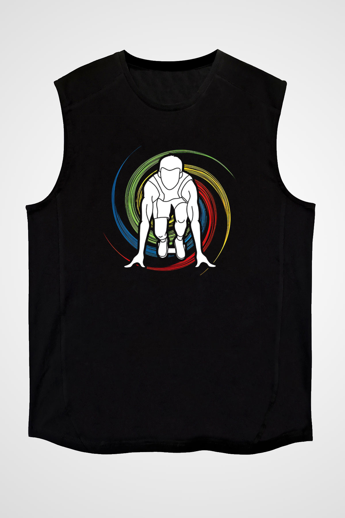Atletizm - Athletics Baskılı Unisex Siyah Kolsuz Tişört