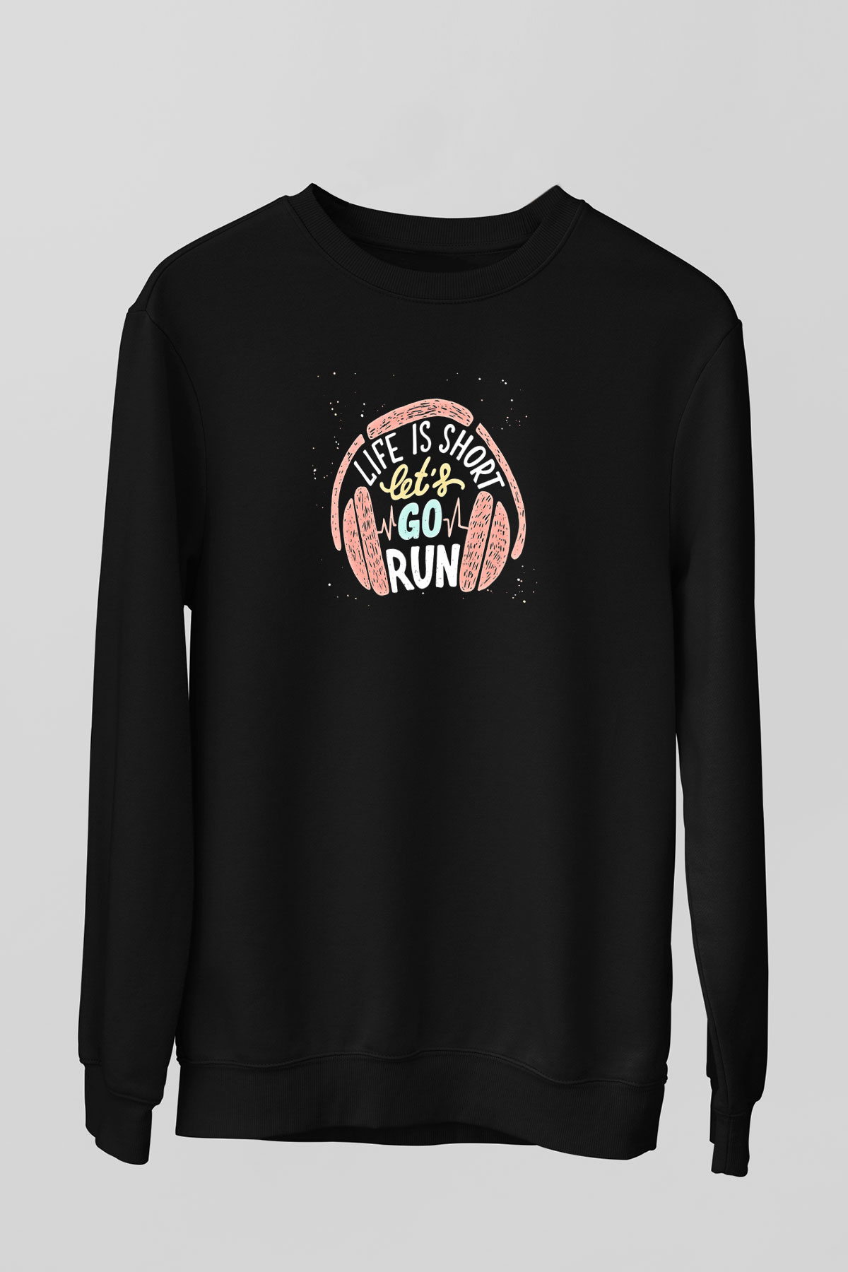 Atletizm - Athletics Baskılı Unisex Siyah Sweatshirt