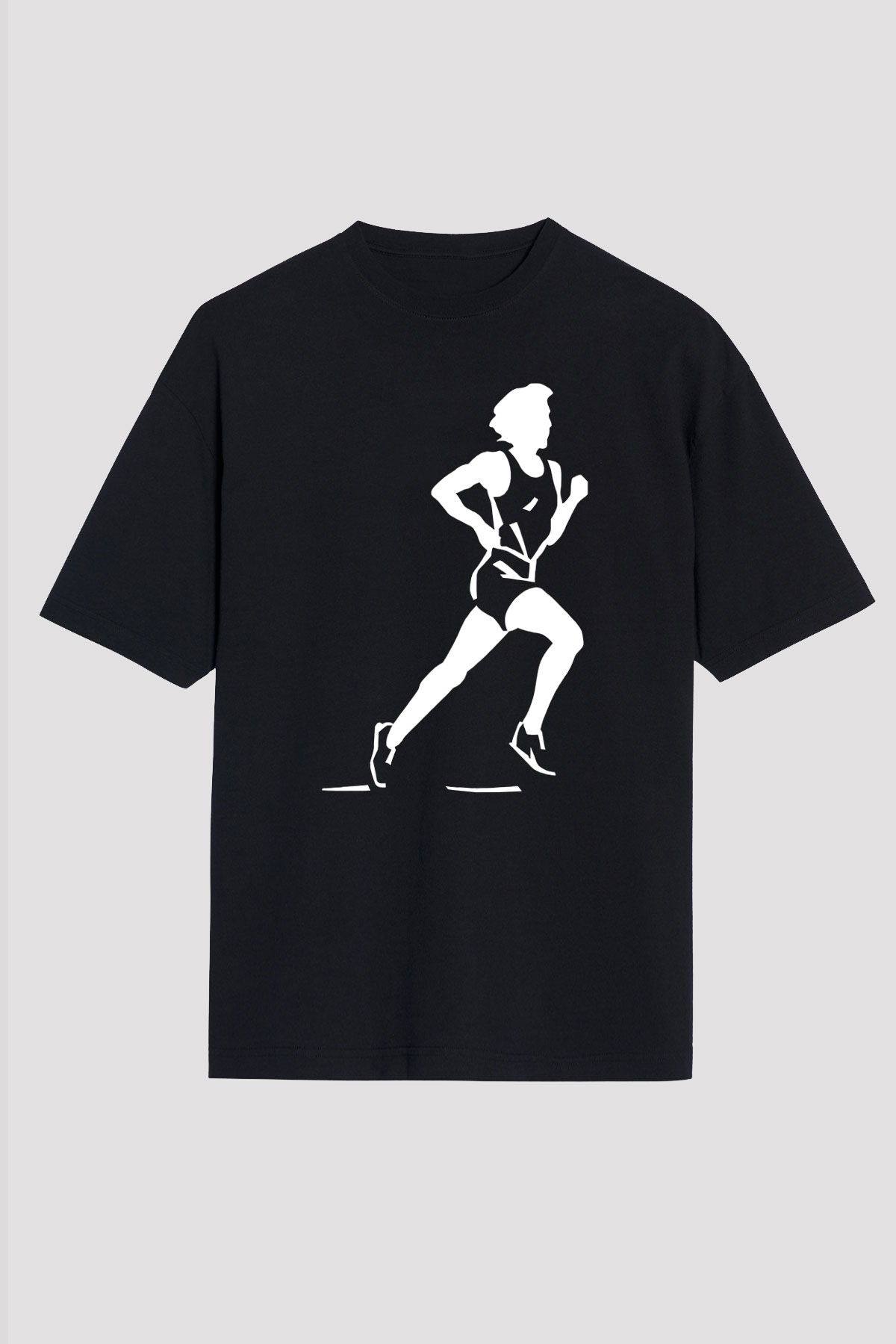 Atletizm - Athletics Baskılı Unisex Siyah Oversize Tişört