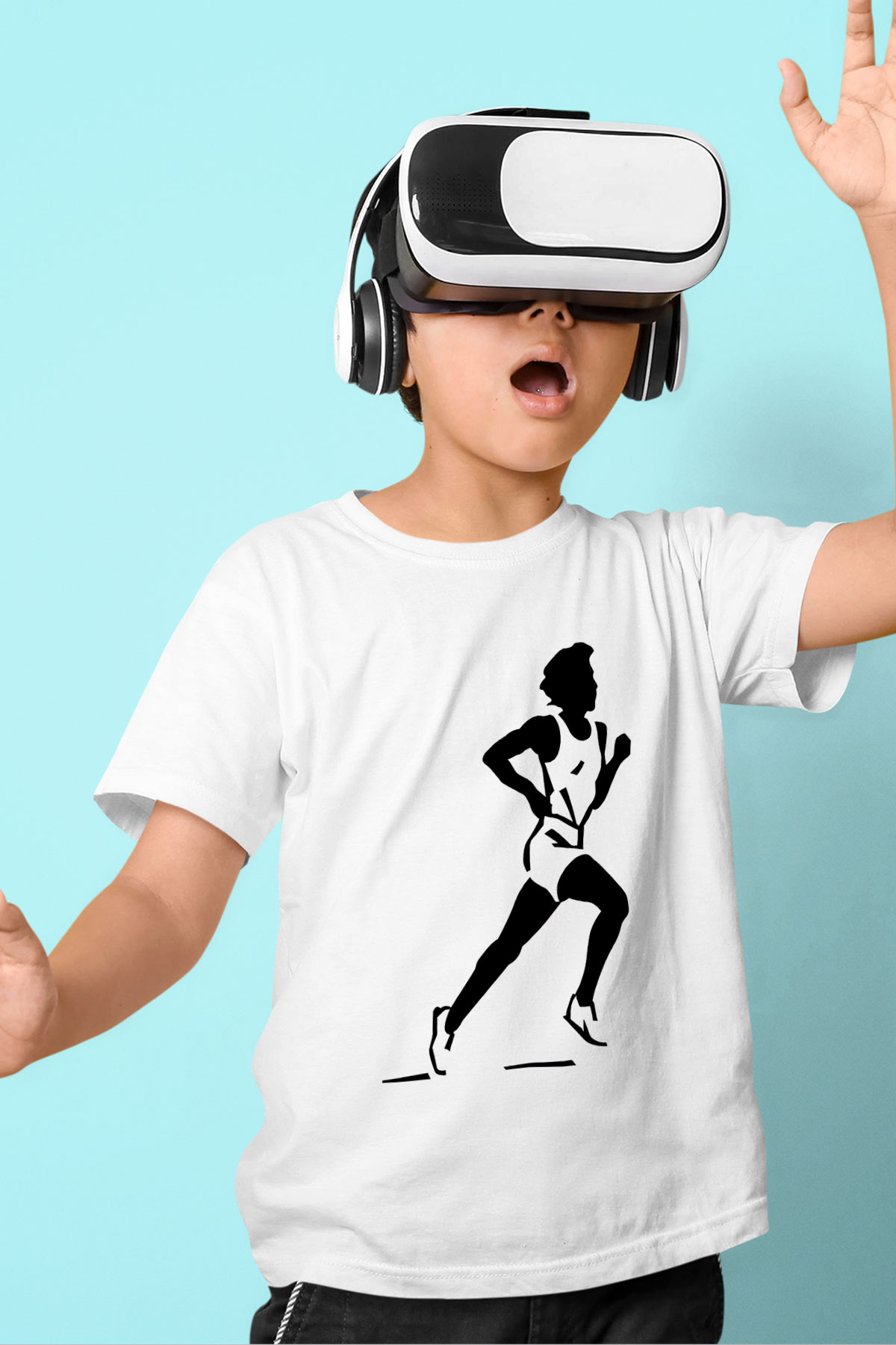 Atletizm Baskılı Unisex Beyaz Çocuk Tişört - Tshirt