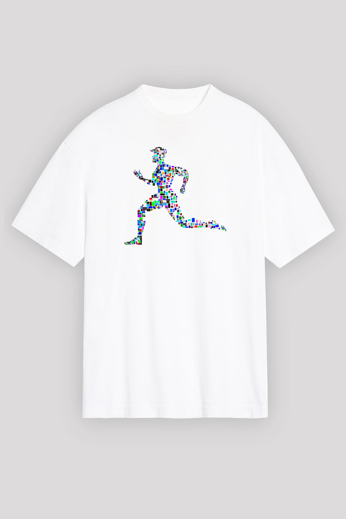 Atletizm Baskılı Unisex Beyaz Oversize Tişört - Tshirt