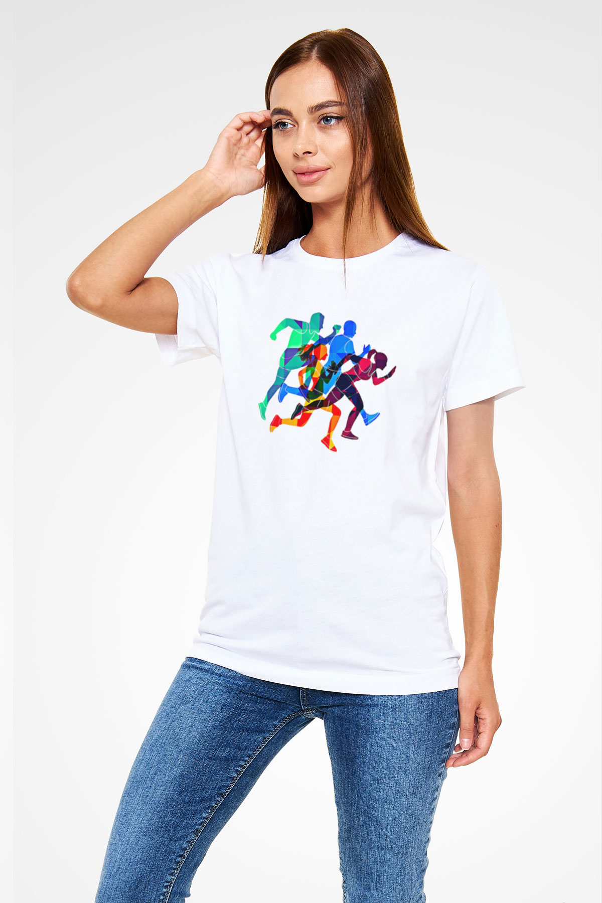 Atletizm Baskılı Unisex Beyaz Tişört - Tshirt