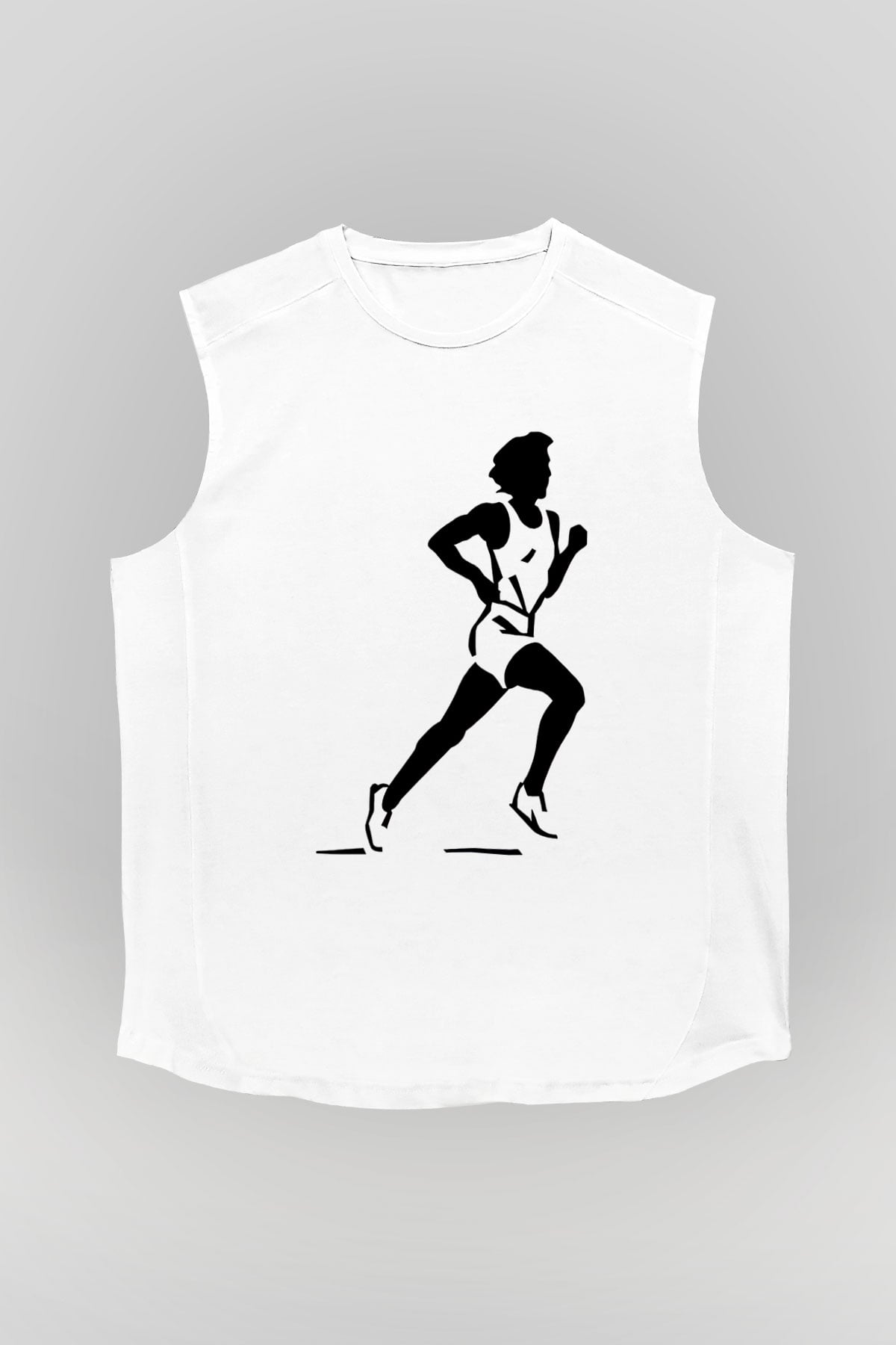 Atletizm Baskılı Unisex Kolsuz Beyaz Tişört