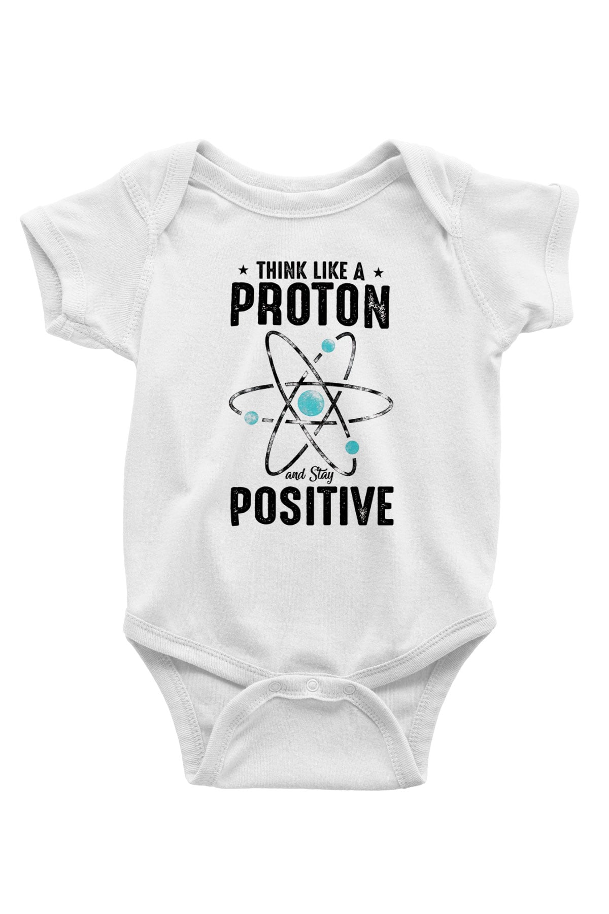 Atom Proton Baskılı Beyaz Bebek Body - Zıbın