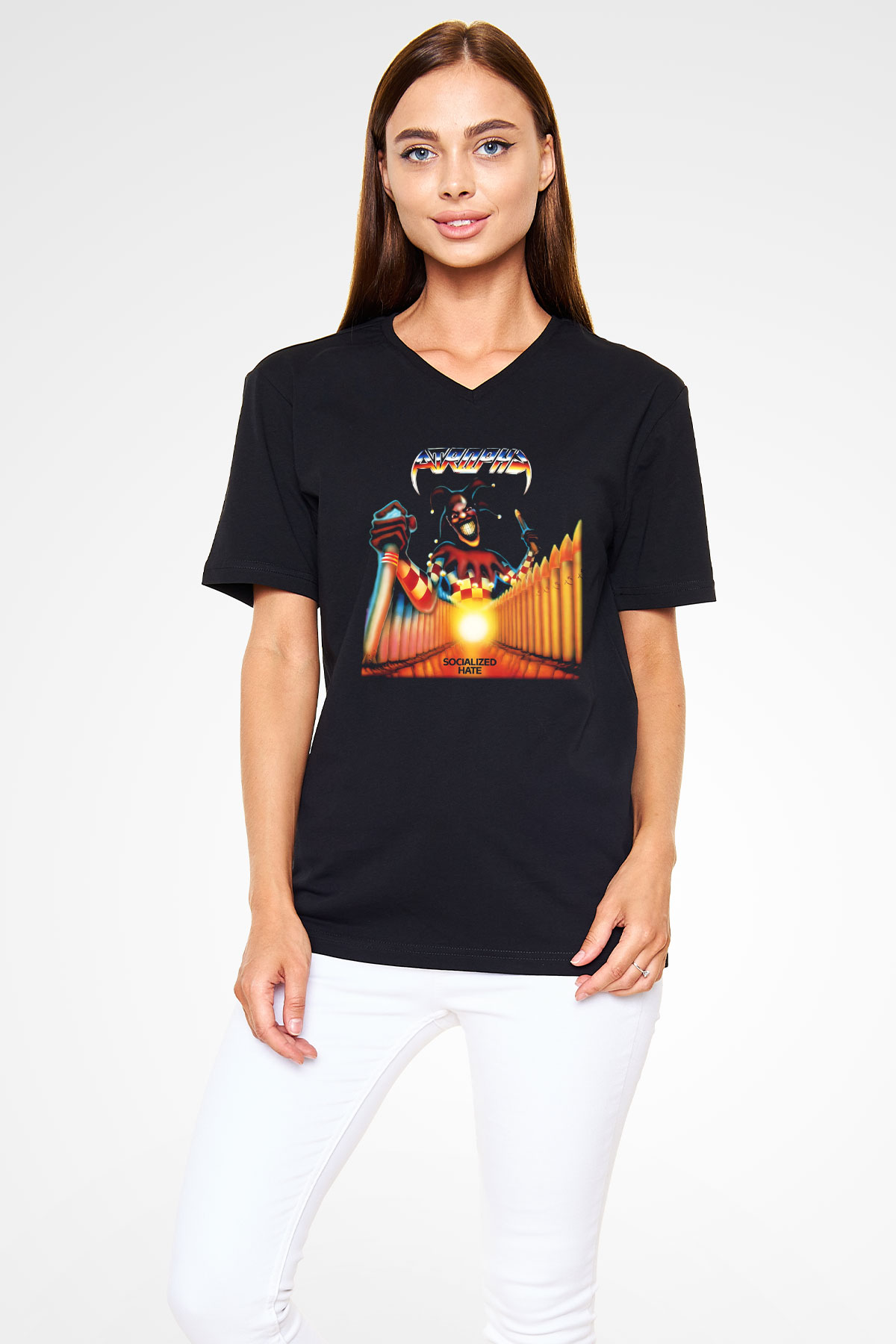 Atrophy Siyah Unisex V Yaka Tişört T-Shirt